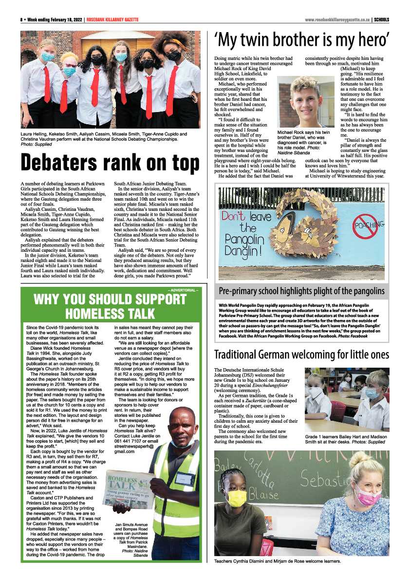 Rosebank Killarney Gazette 18 February  2022 page 8
