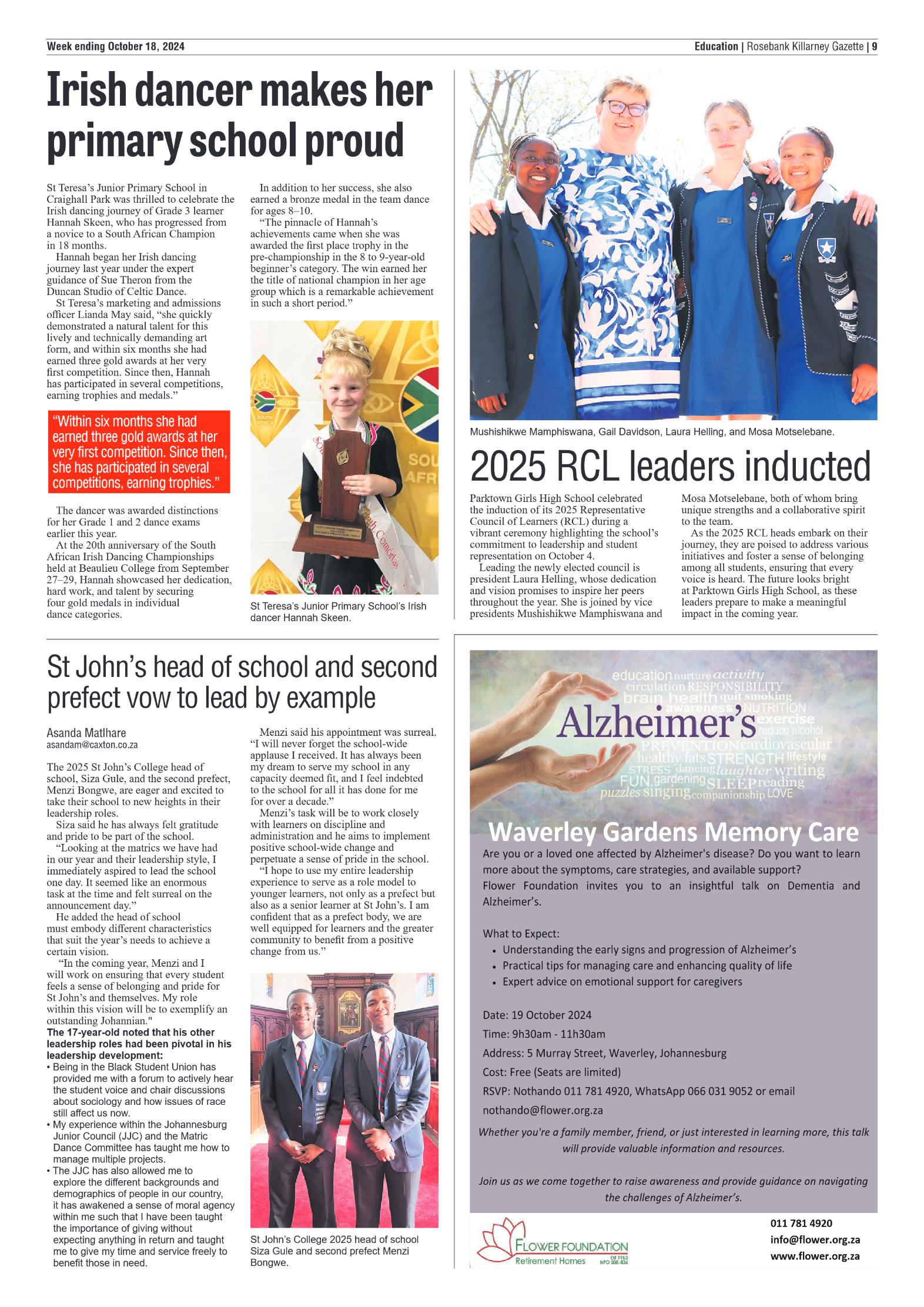 Rosebank Killarney Gazette 18 October 2024 page 9