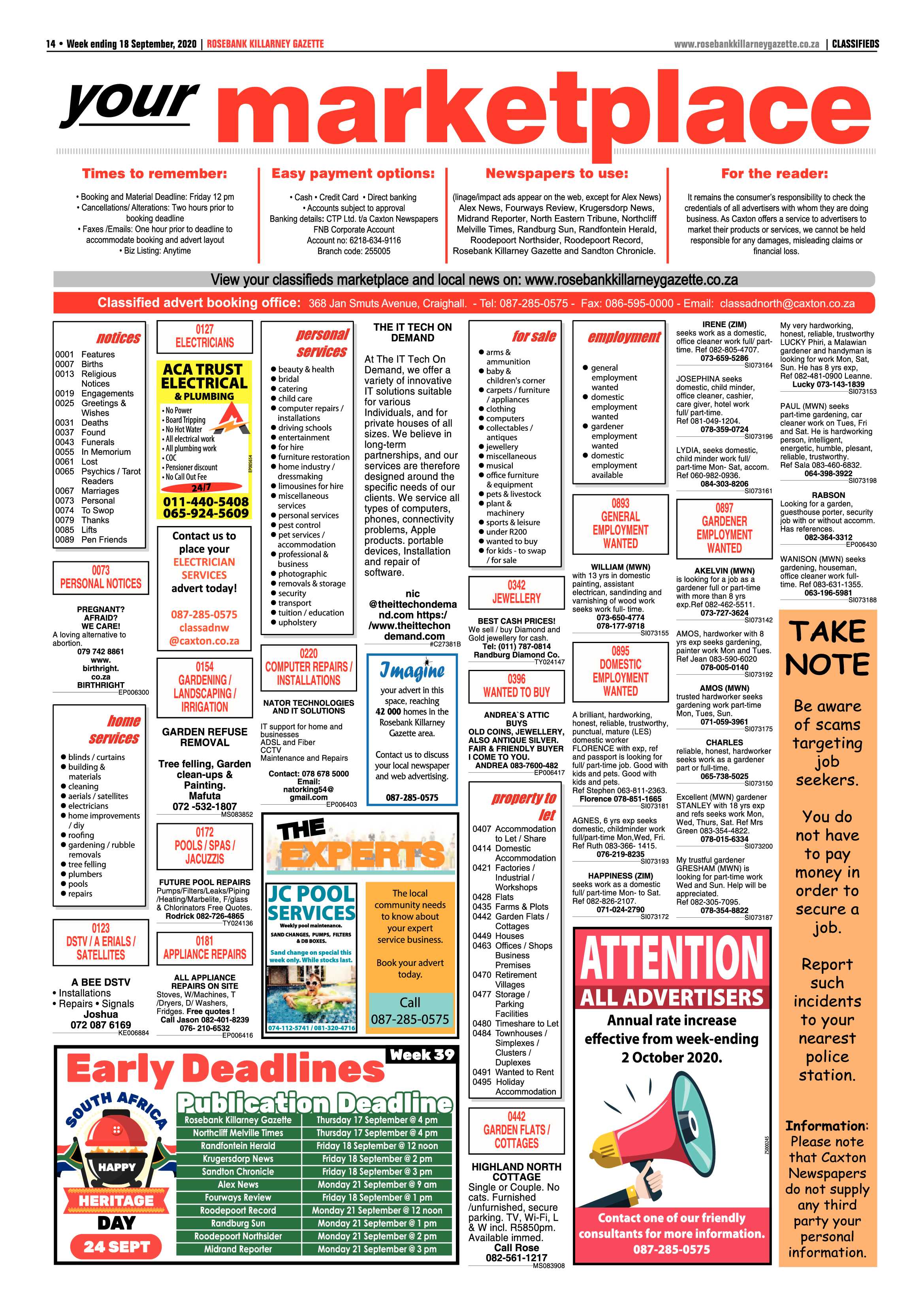 Rosebank Killarney Gazette 18 September 2020 page 14