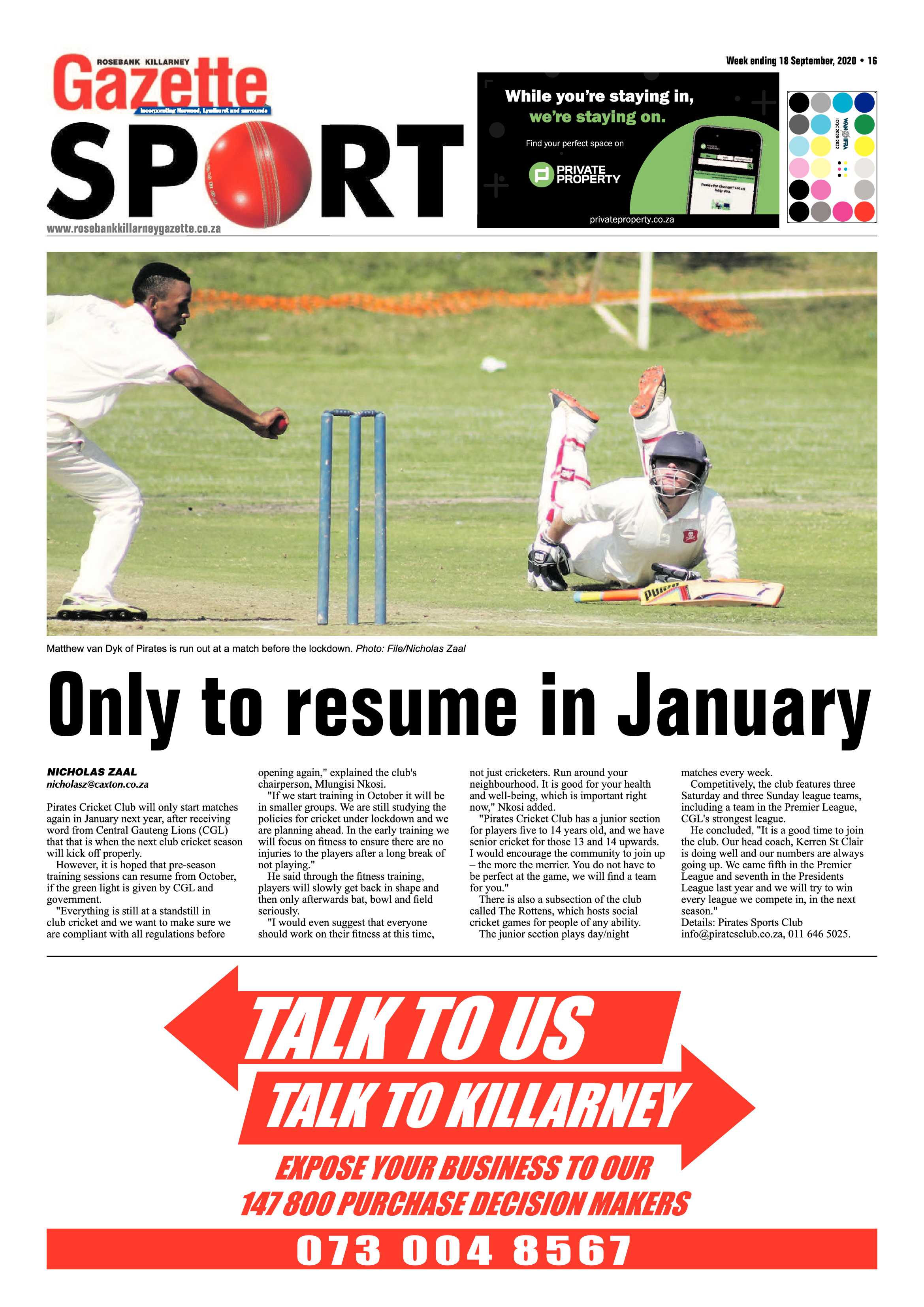 Rosebank Killarney Gazette 18 September 2020 page 16