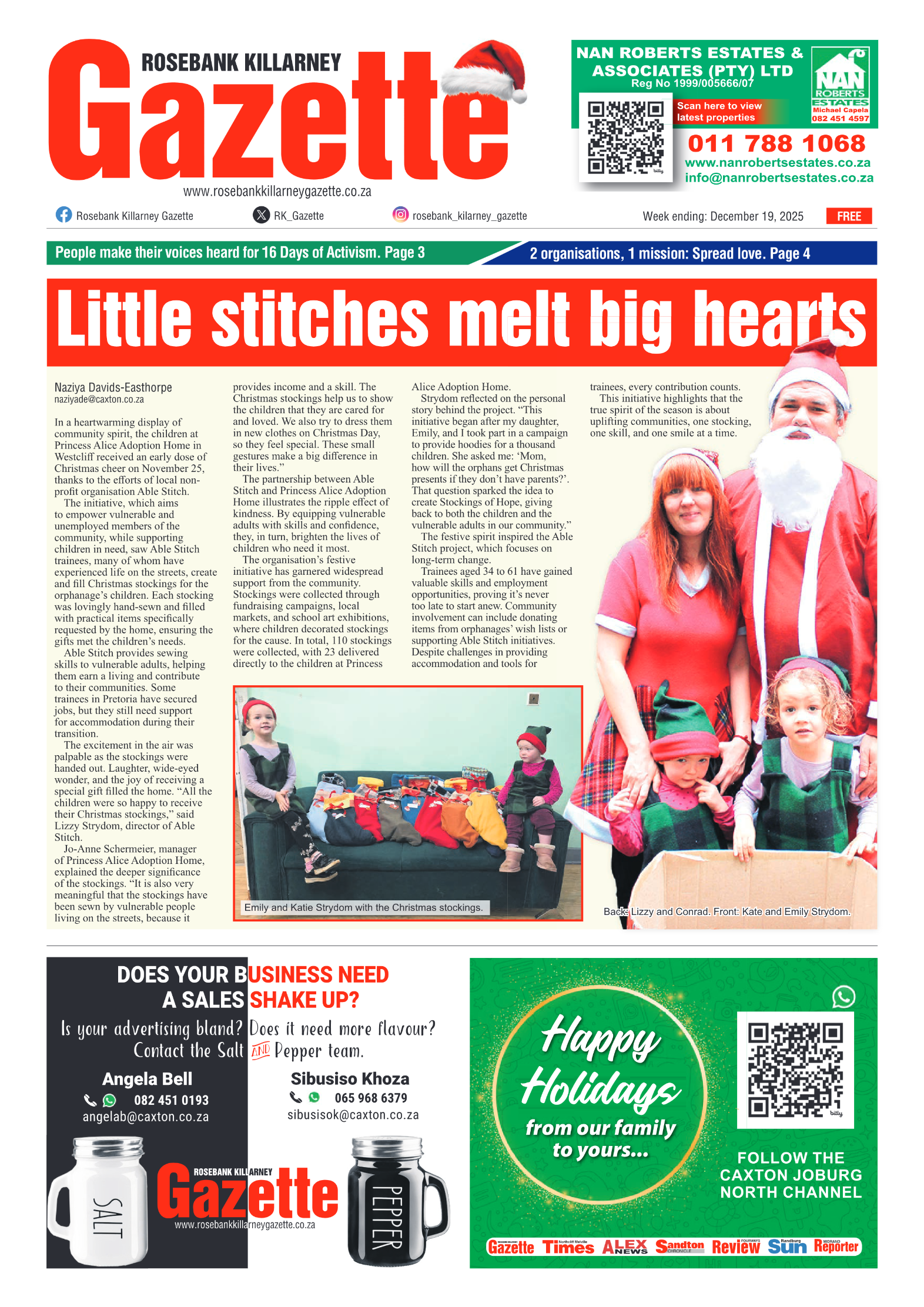 Rosebank Killarney Gazette 19 December 2025 page 1