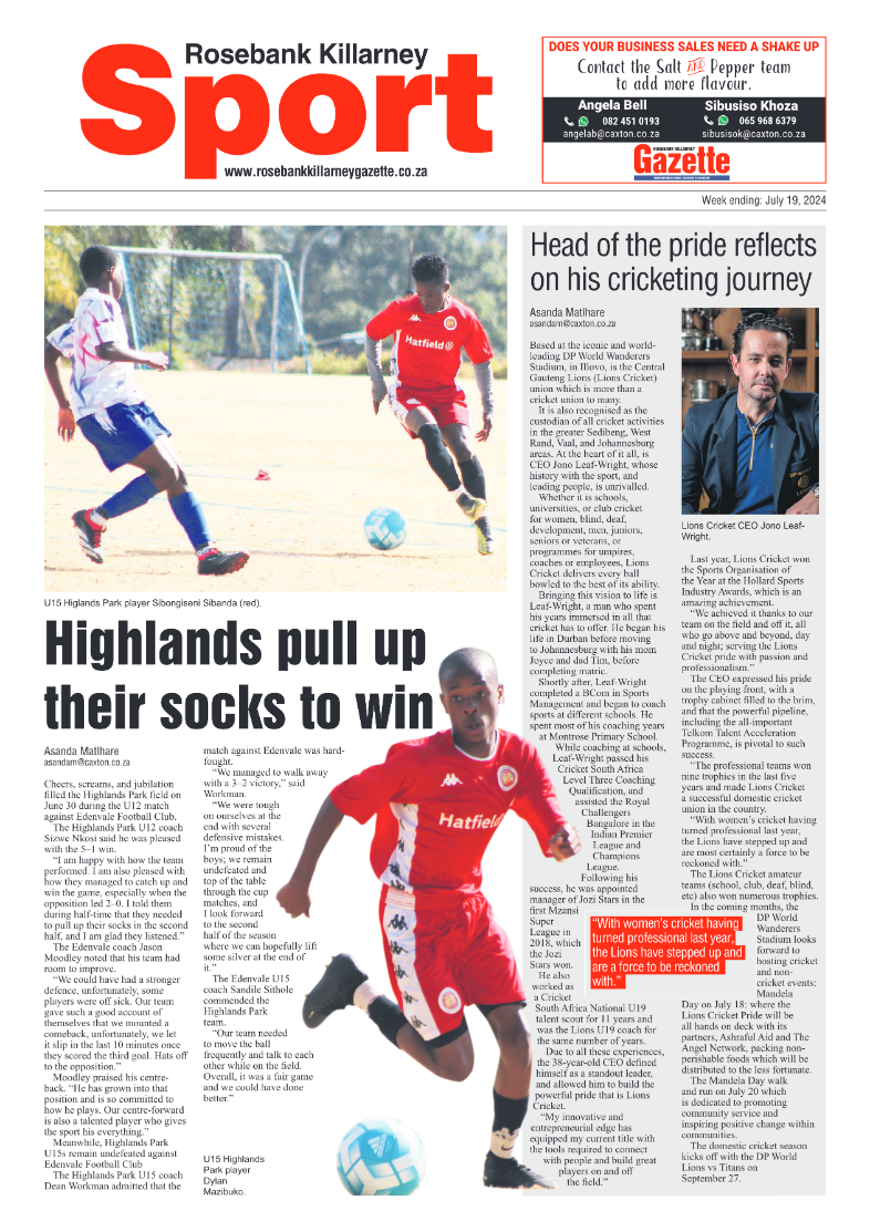 Rosebank Killarney Gazette 19 July 2024 page 12