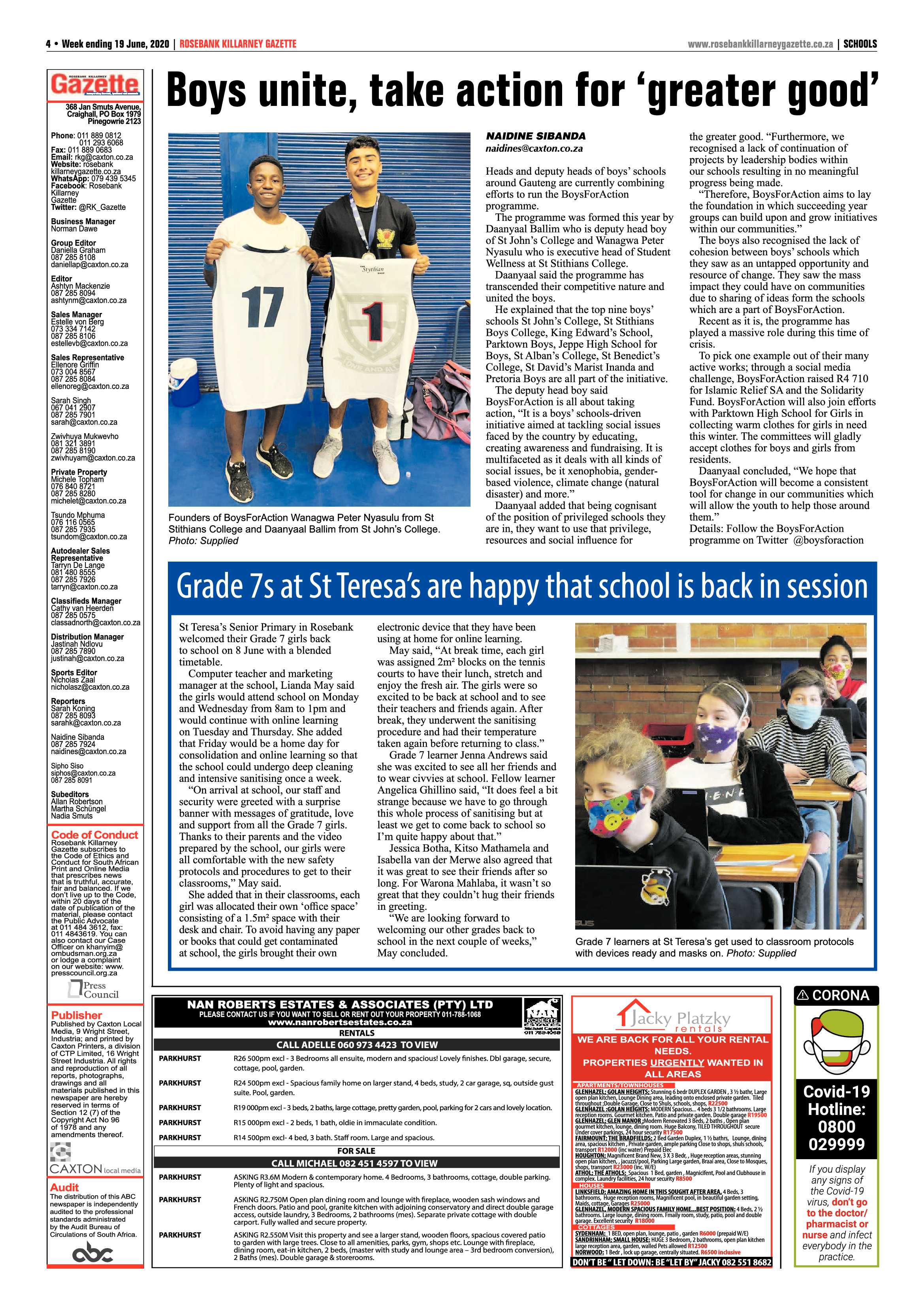 Rosebank Killarney Gazette 19 June 2020 page 4
