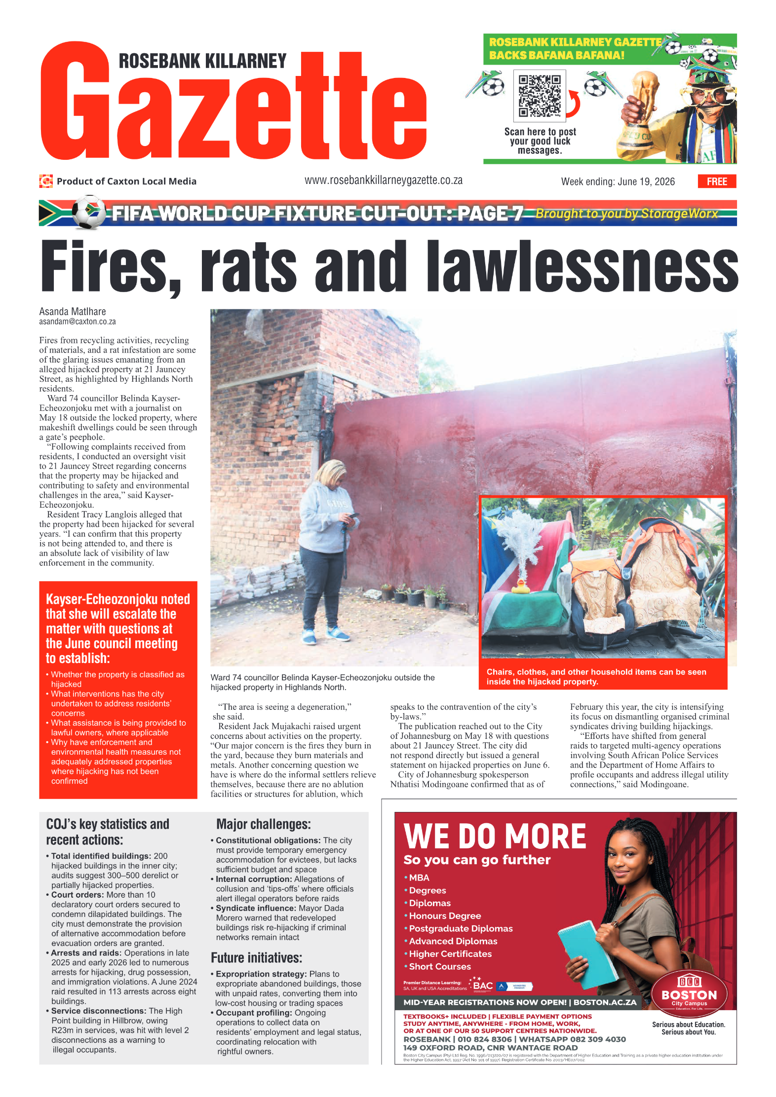 Rosebank Killarney Gazette 19 June 2026 page 1