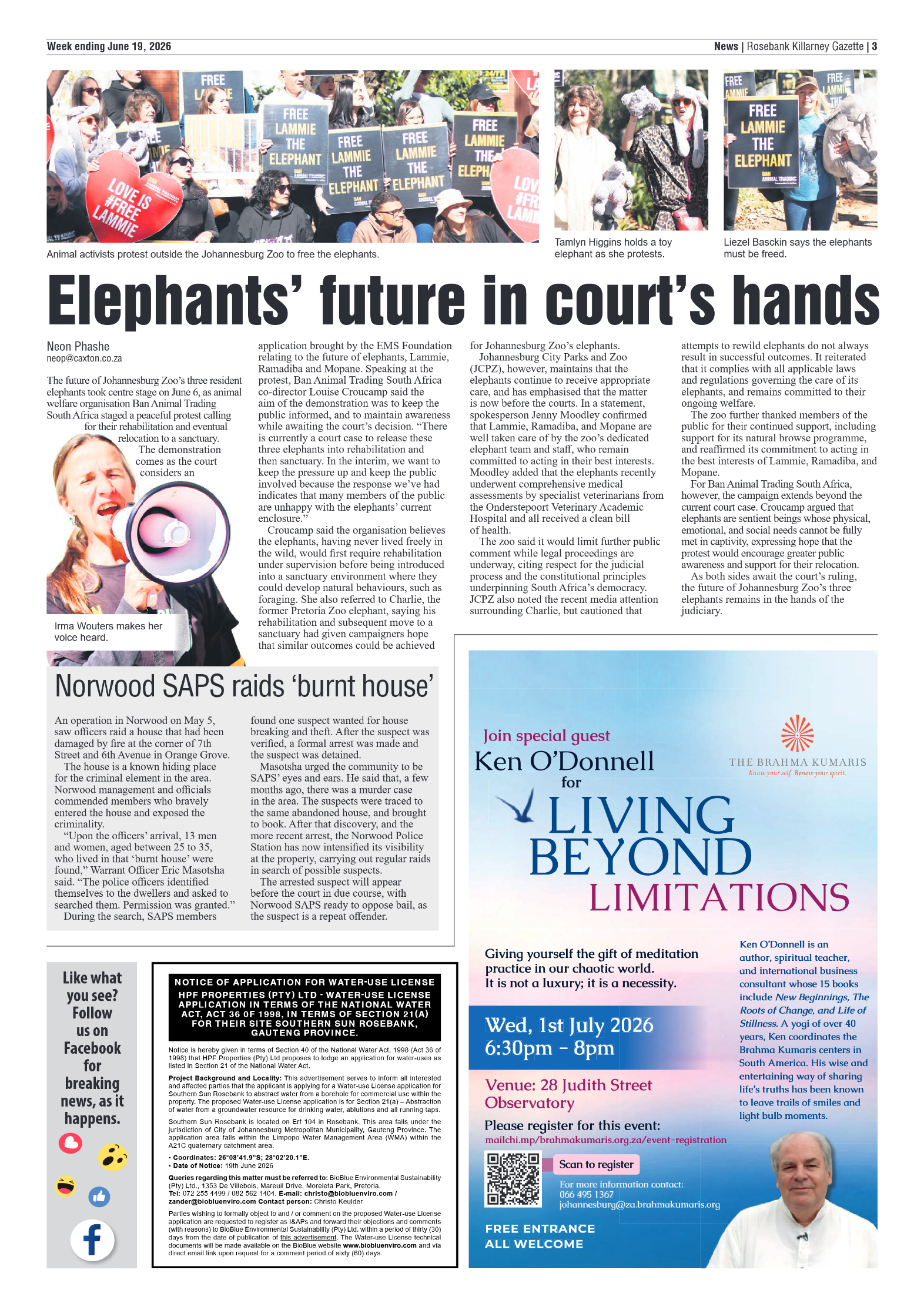 Rosebank Killarney Gazette 19 June 2026 page 3