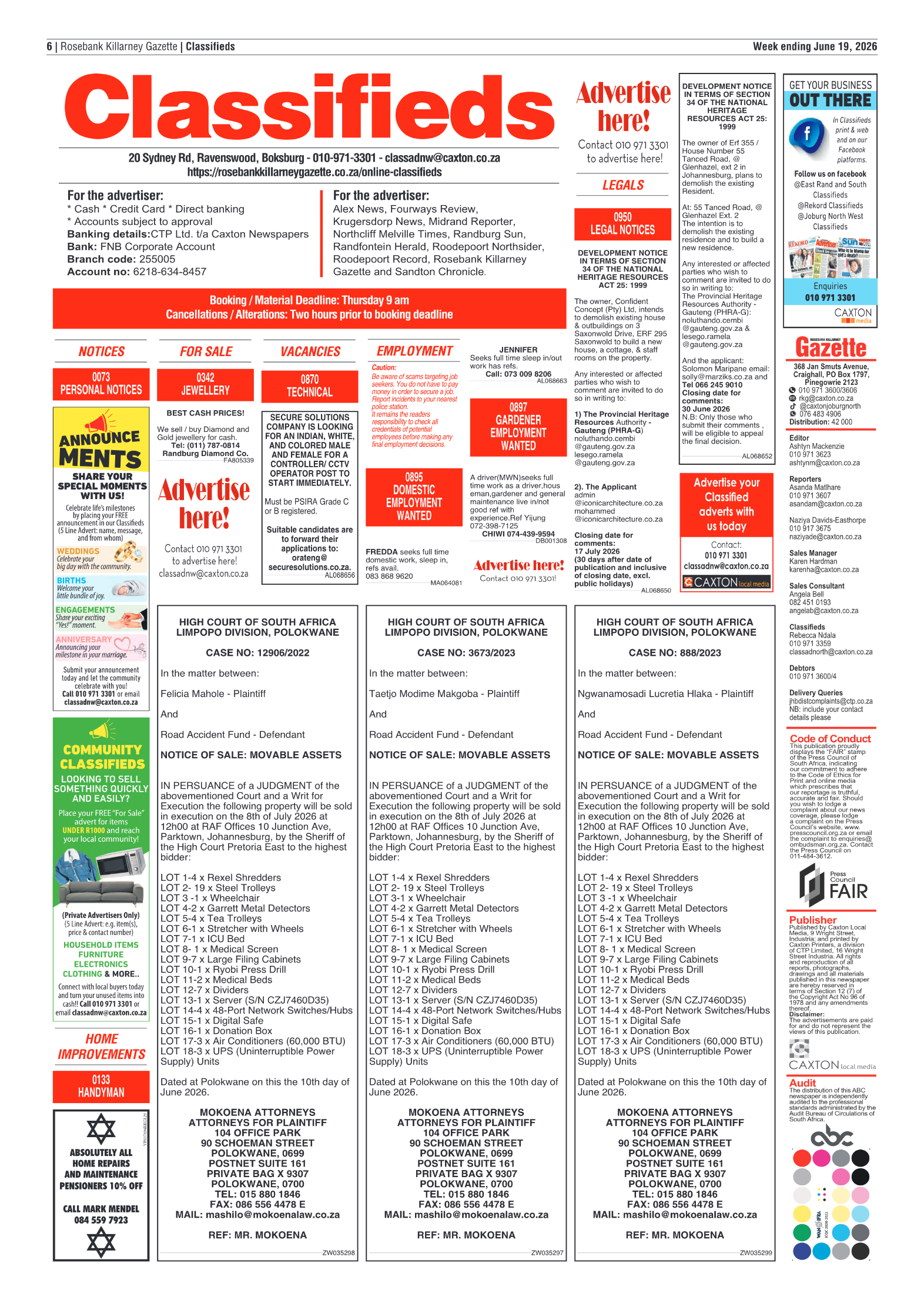 Rosebank Killarney Gazette 19 June 2026 page 6
