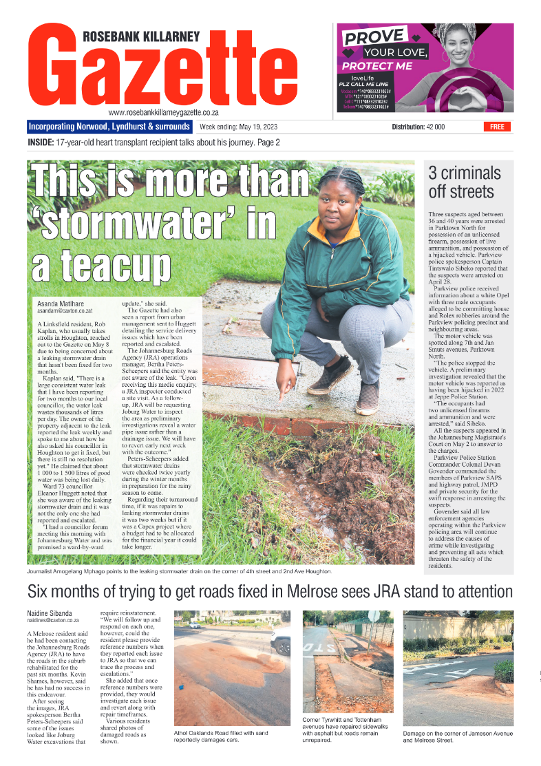 Rosebank Killarney Gazette 19 May 2023 page 1