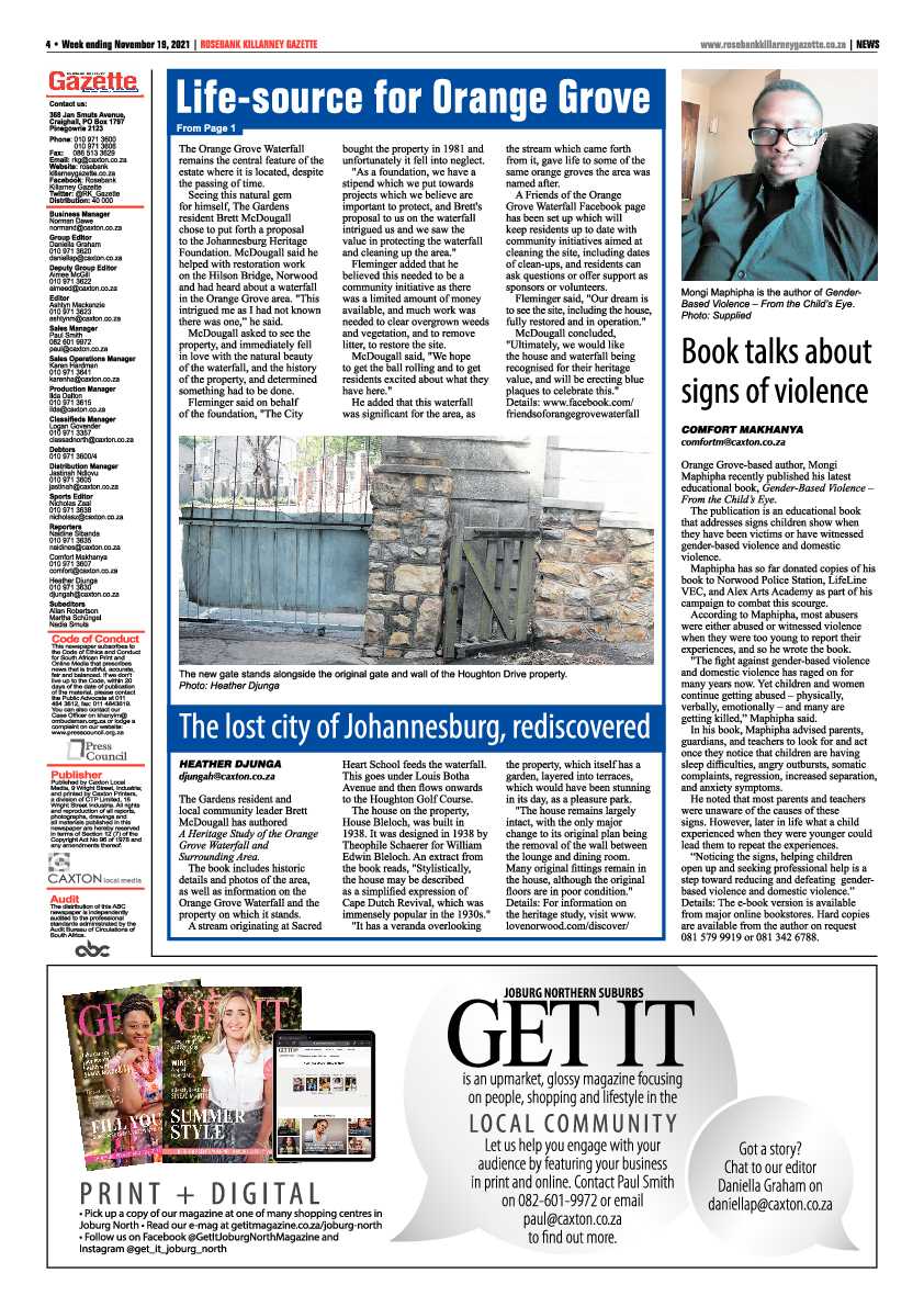 Rosebank Killarney Gazette 19 November 2021 page 4