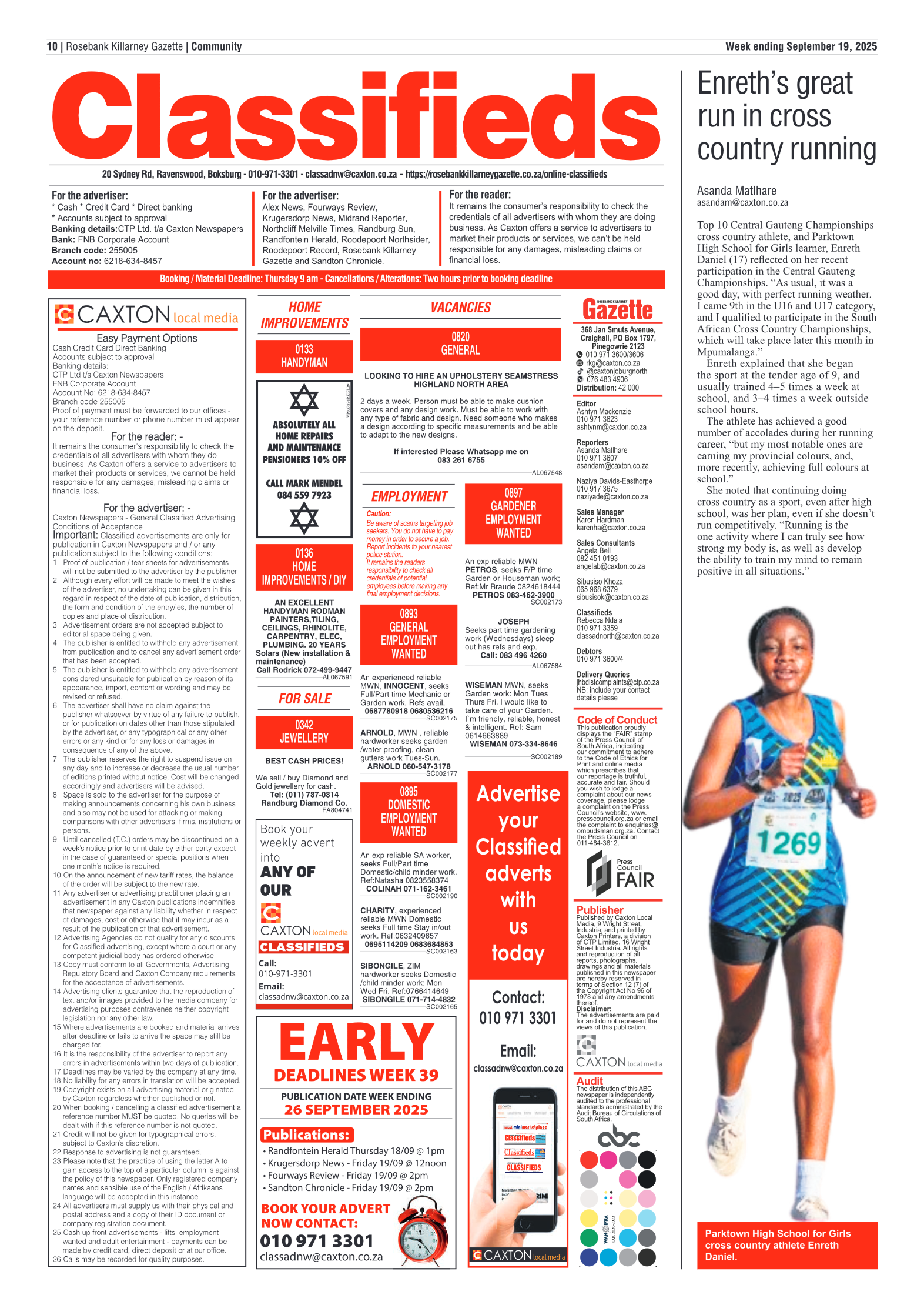 Rosebank Killarney Gazette 19 September 2025 page 10