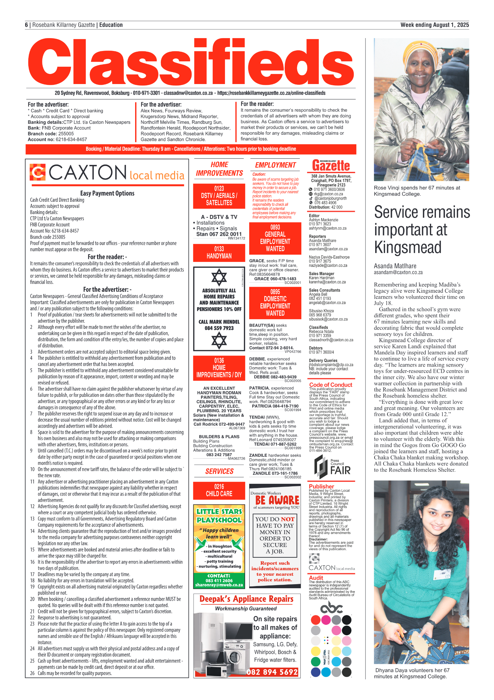 Rosebank Killarney Gazette 1 August 2025 page 14