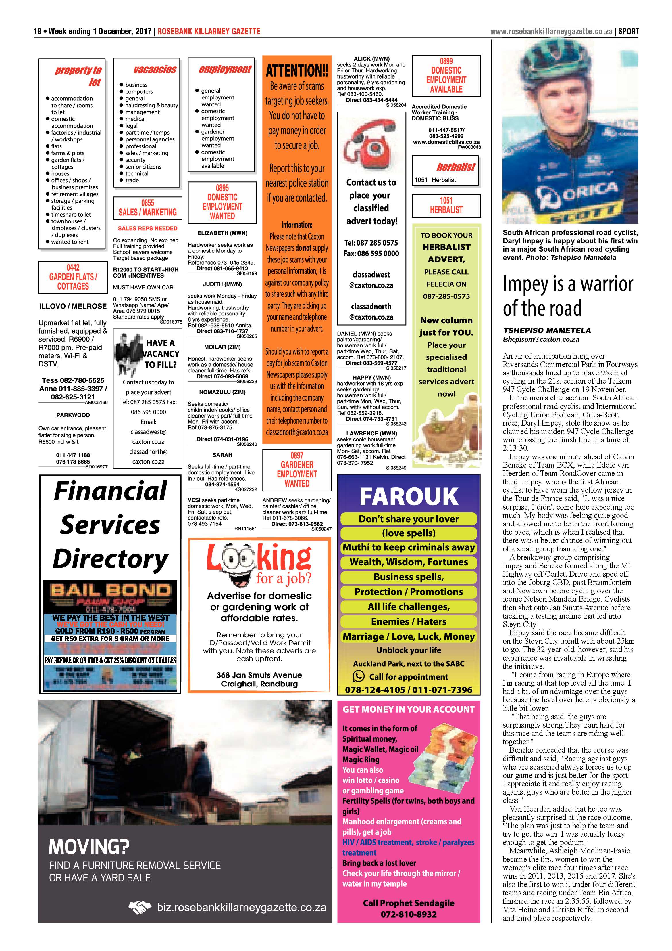 Rosebank Killarney Gazette 1 December page 18
