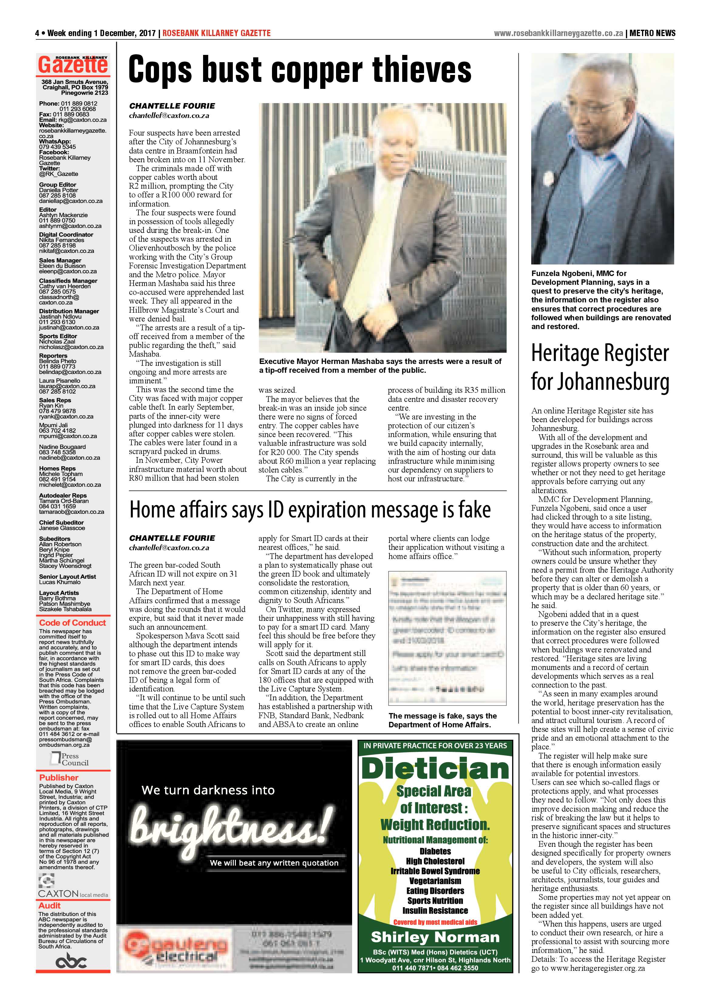 Rosebank Killarney Gazette 1 December page 4