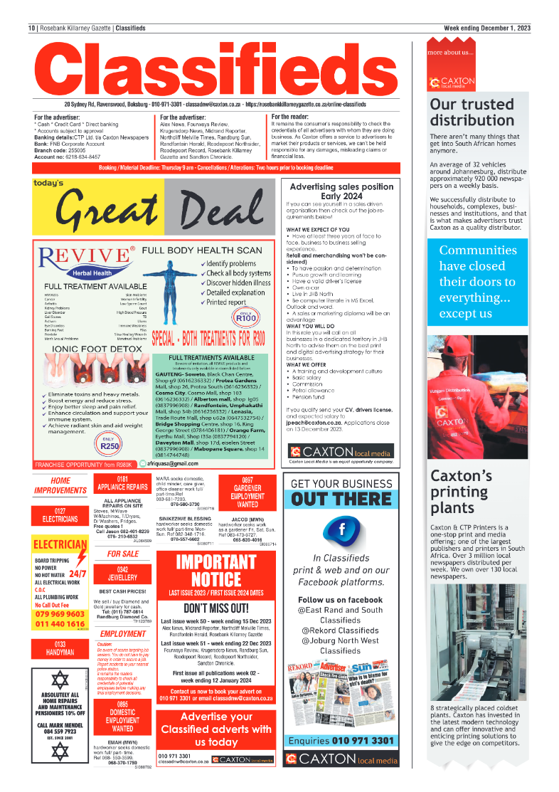 Rosebank Killarney Gazette 1 December 2023 page 10