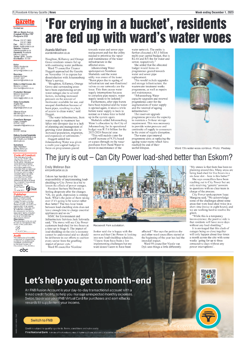 Rosebank Killarney Gazette 1 December 2023 page 2