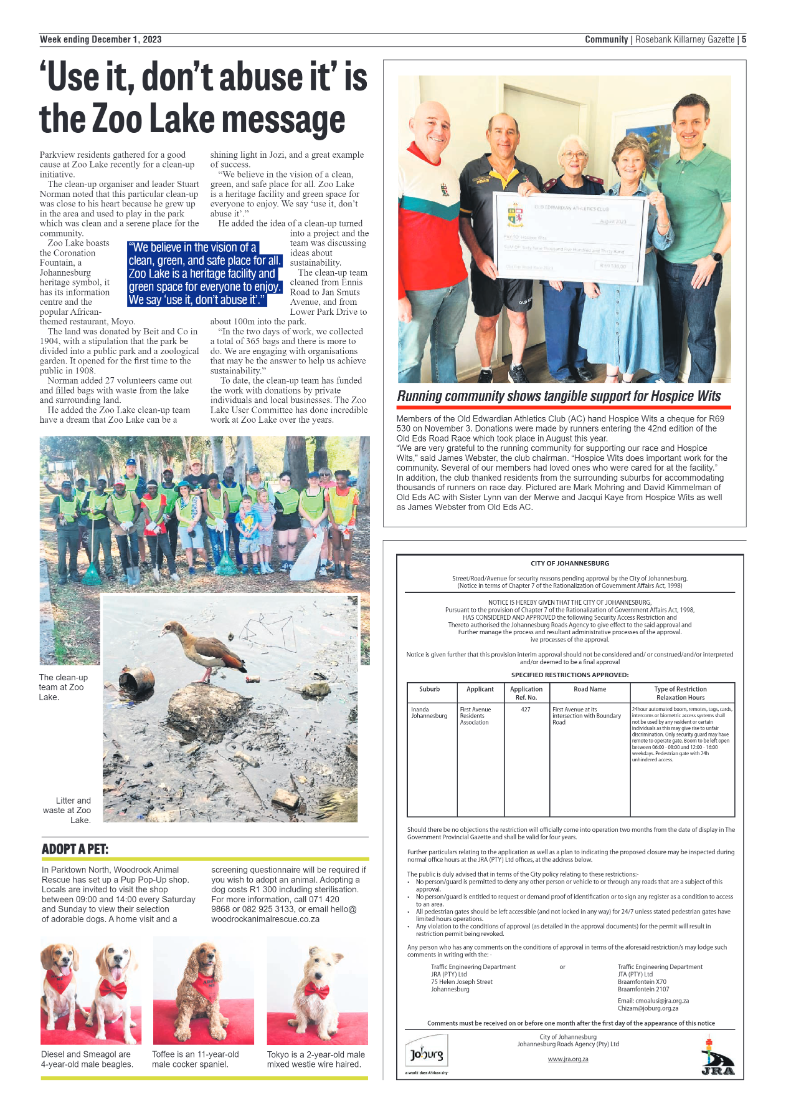 Rosebank Killarney Gazette 1 December 2023 page 5