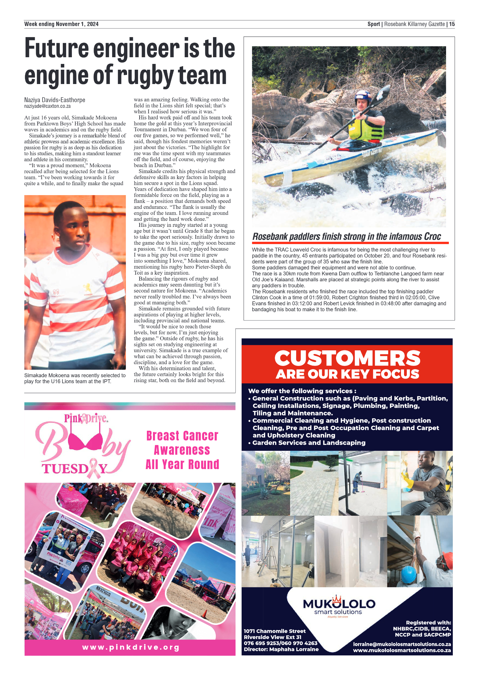 Rosebank Killarney Gazette 1 November 2024 page 15