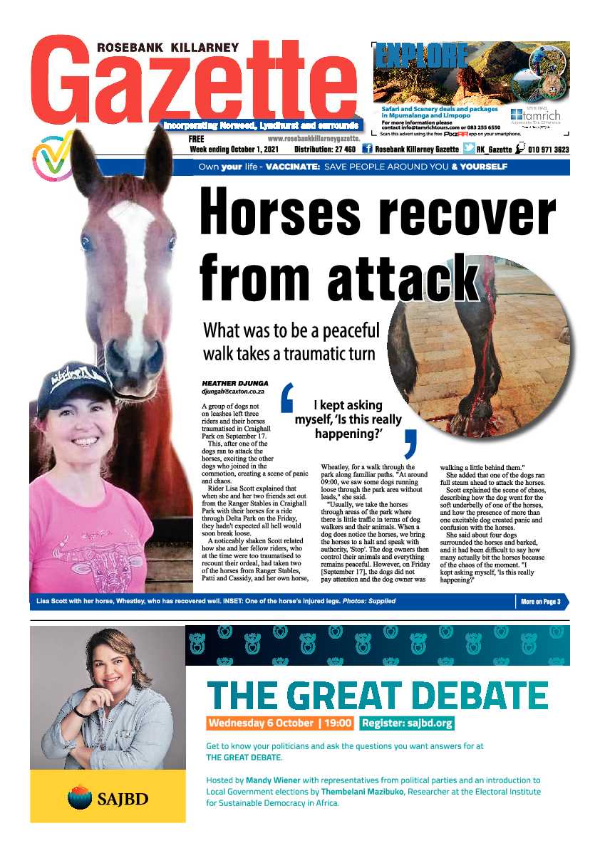 Rosebank Killarney Gazette 1 October 2021 page 1