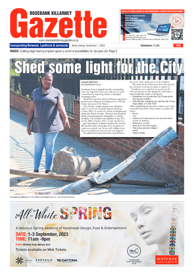 Rosebank Killarney Gazette 1 September 2023 page 1