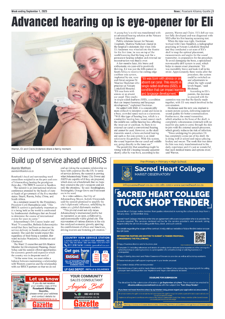 Rosebank Killarney Gazette 1 September 2023 page 3