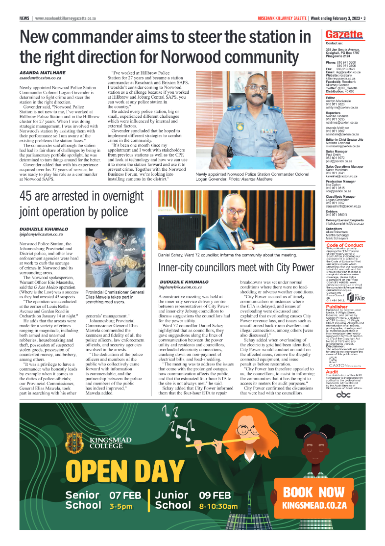 Rosebank Killarney Gazette Feb 3 2023 page 3