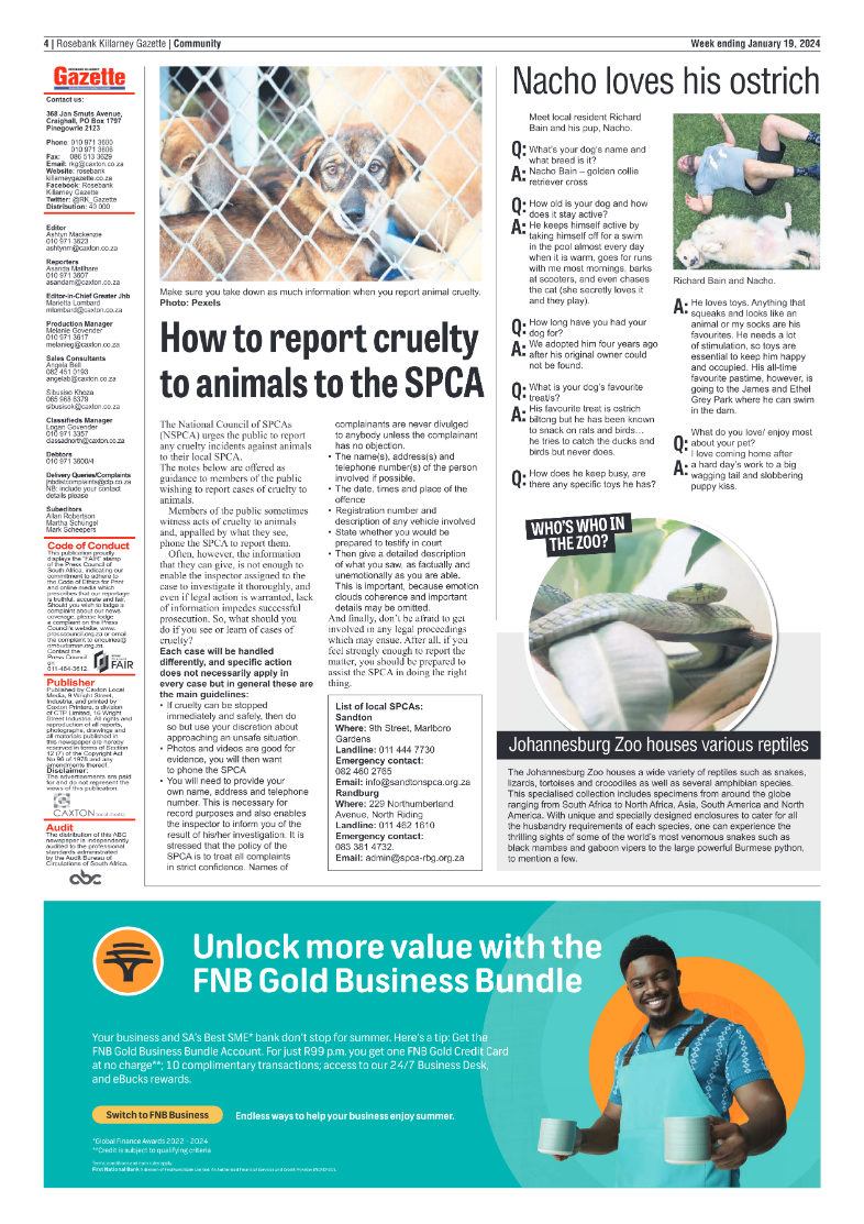 Rosebank Killarney Gazette 19 Jan 2024 page 4