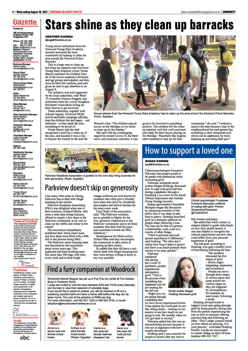 Rosebank Killarney Gazette 20 August 2021 page 4