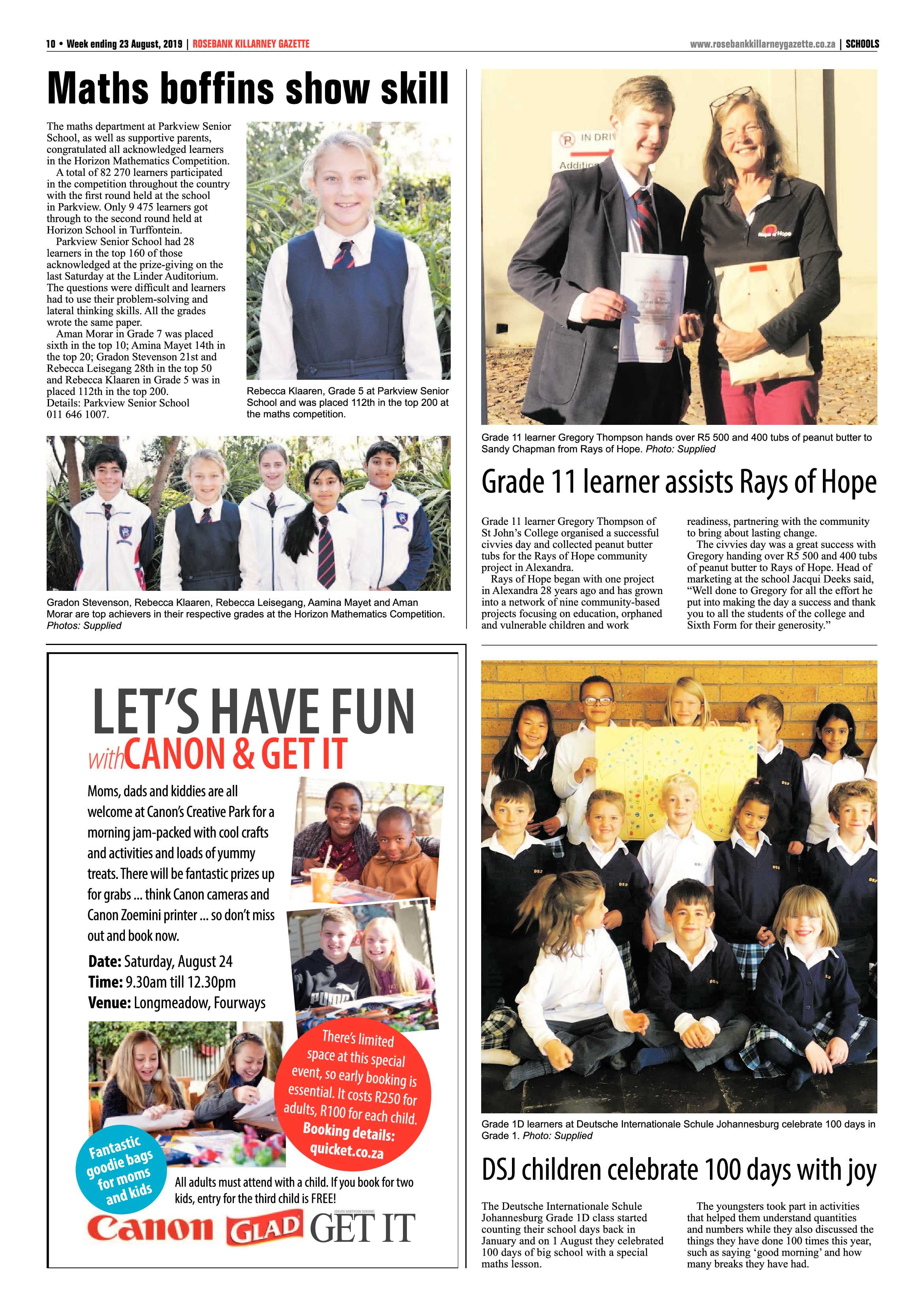 Rosebank Killarney Gazette 20 August, 2019 page 10