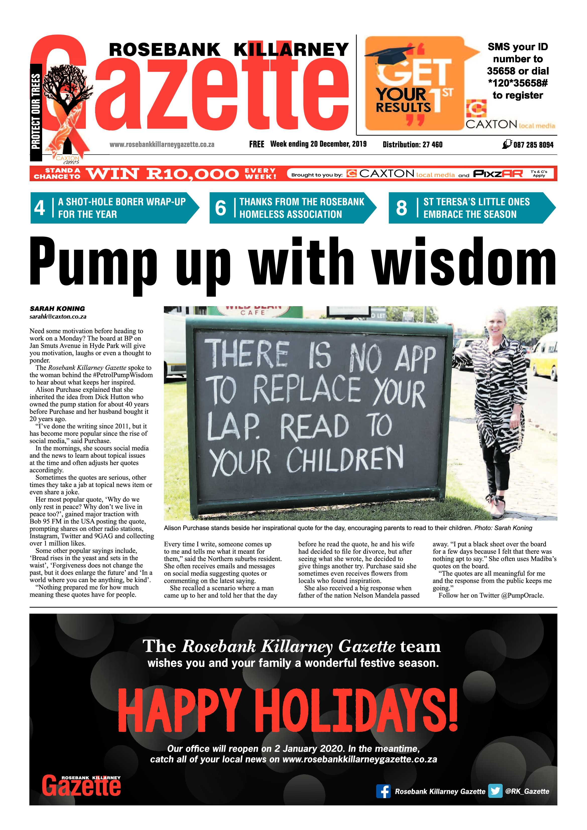 Rosebank Killarney Gazette 20 December 2019 page 1