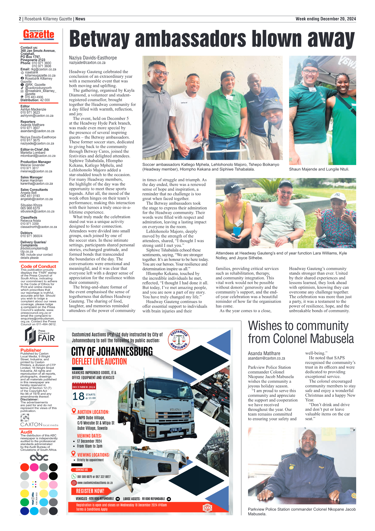 Rosebank Killarney Gazette 20 December 2024 page 2