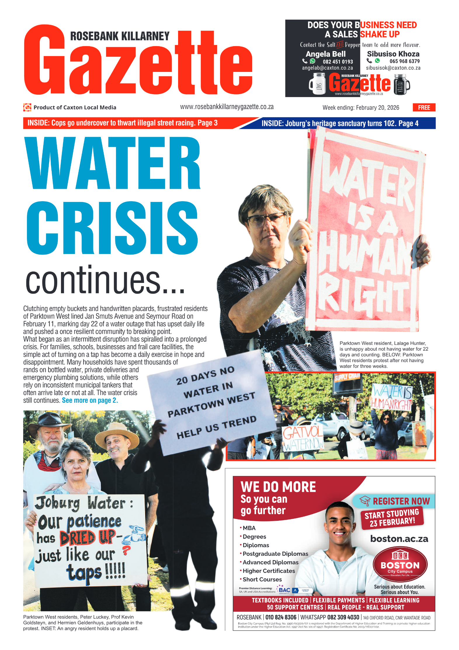 Rosebank Killarney Gazette 20 February 2026 page 1