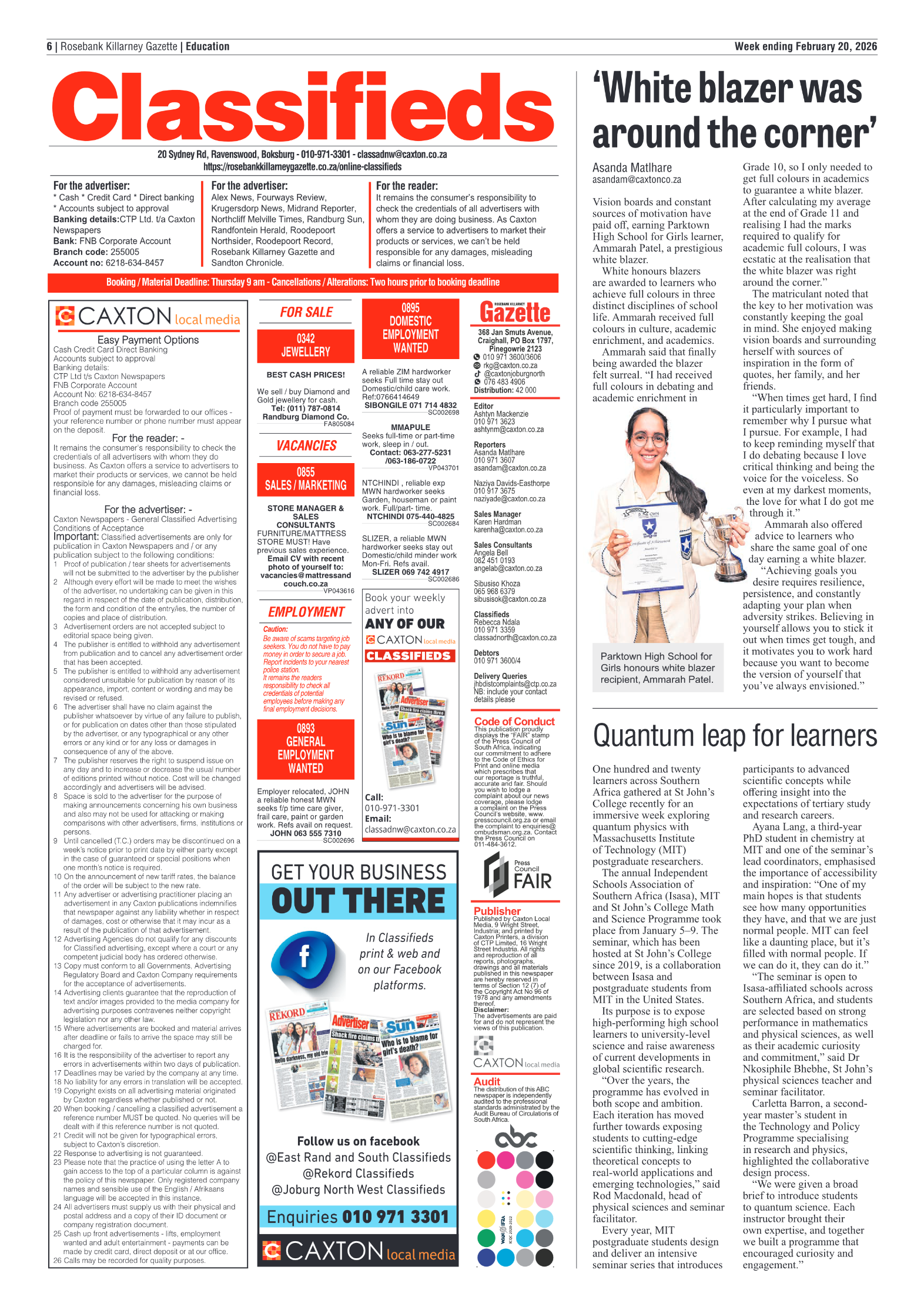 Rosebank Killarney Gazette 20 February 2026 page 6