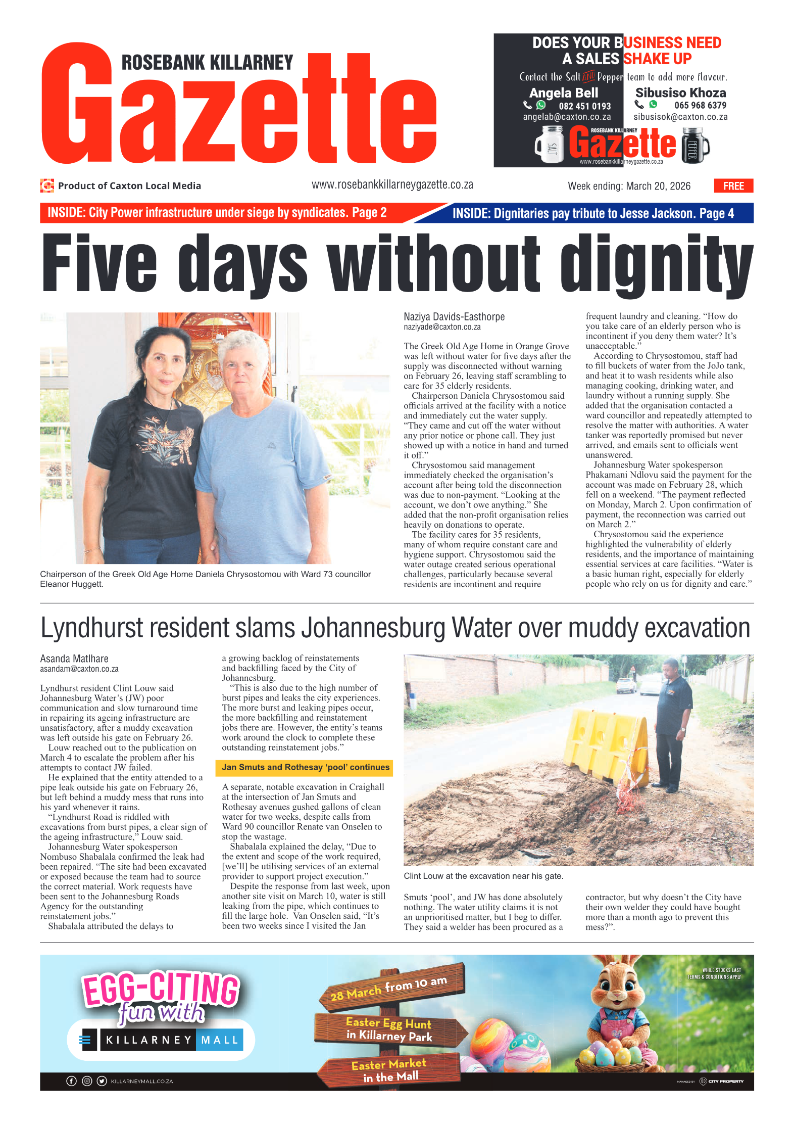 Rosebank Killarney Gazette 20 March 2026 page 1