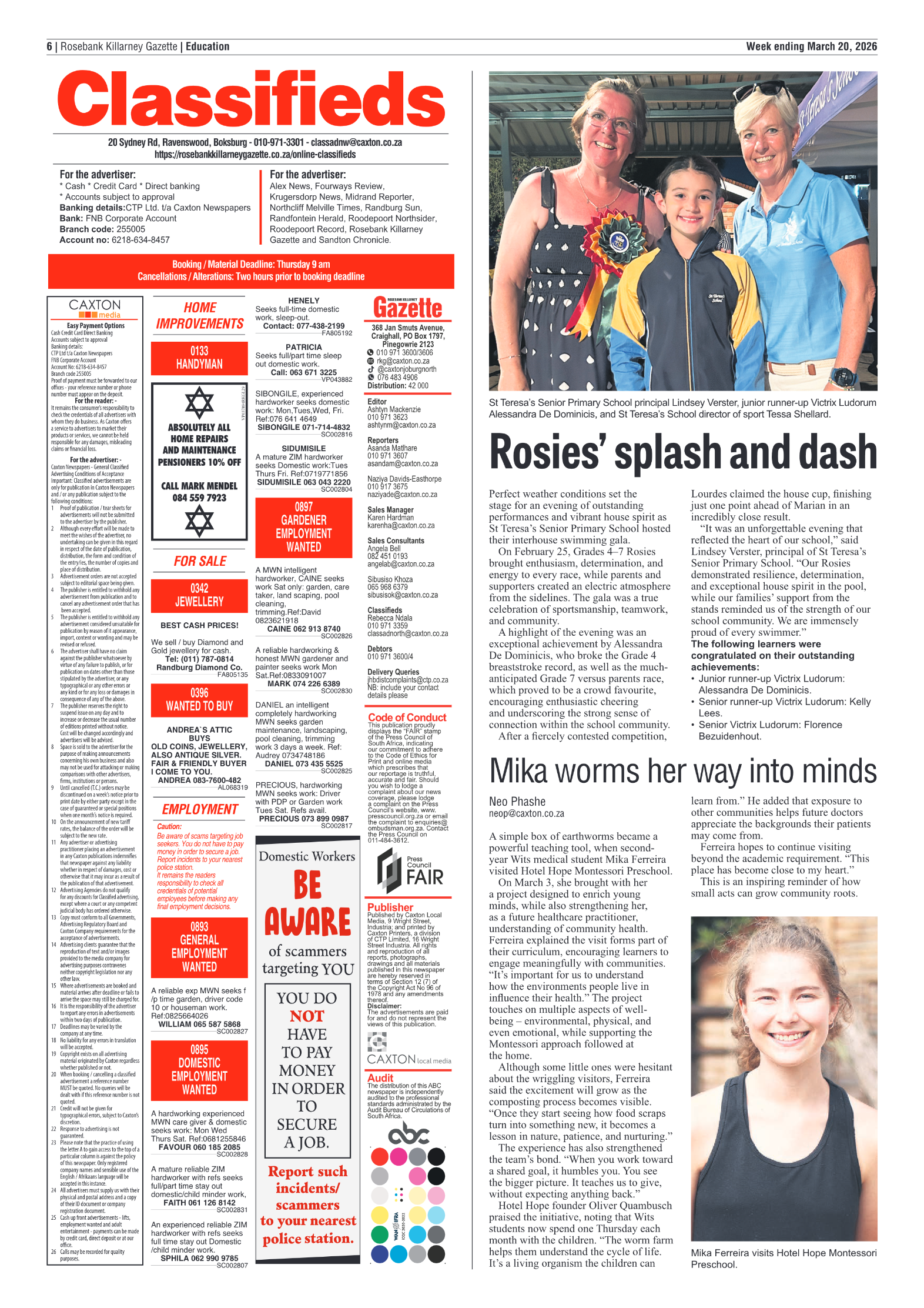 Rosebank Killarney Gazette 20 March 2026 page 6