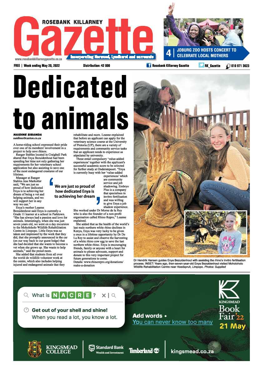 Rosebank Killarney Gazette 20 May 2022 page 1