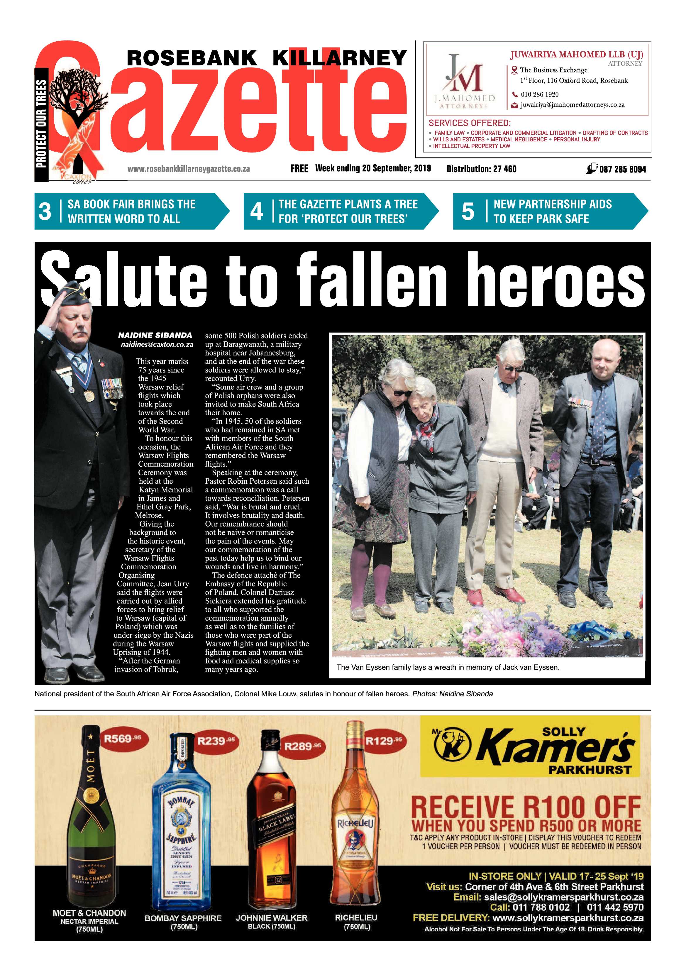 Rosebank Killarney Gazette 20 September, 2019 page 1