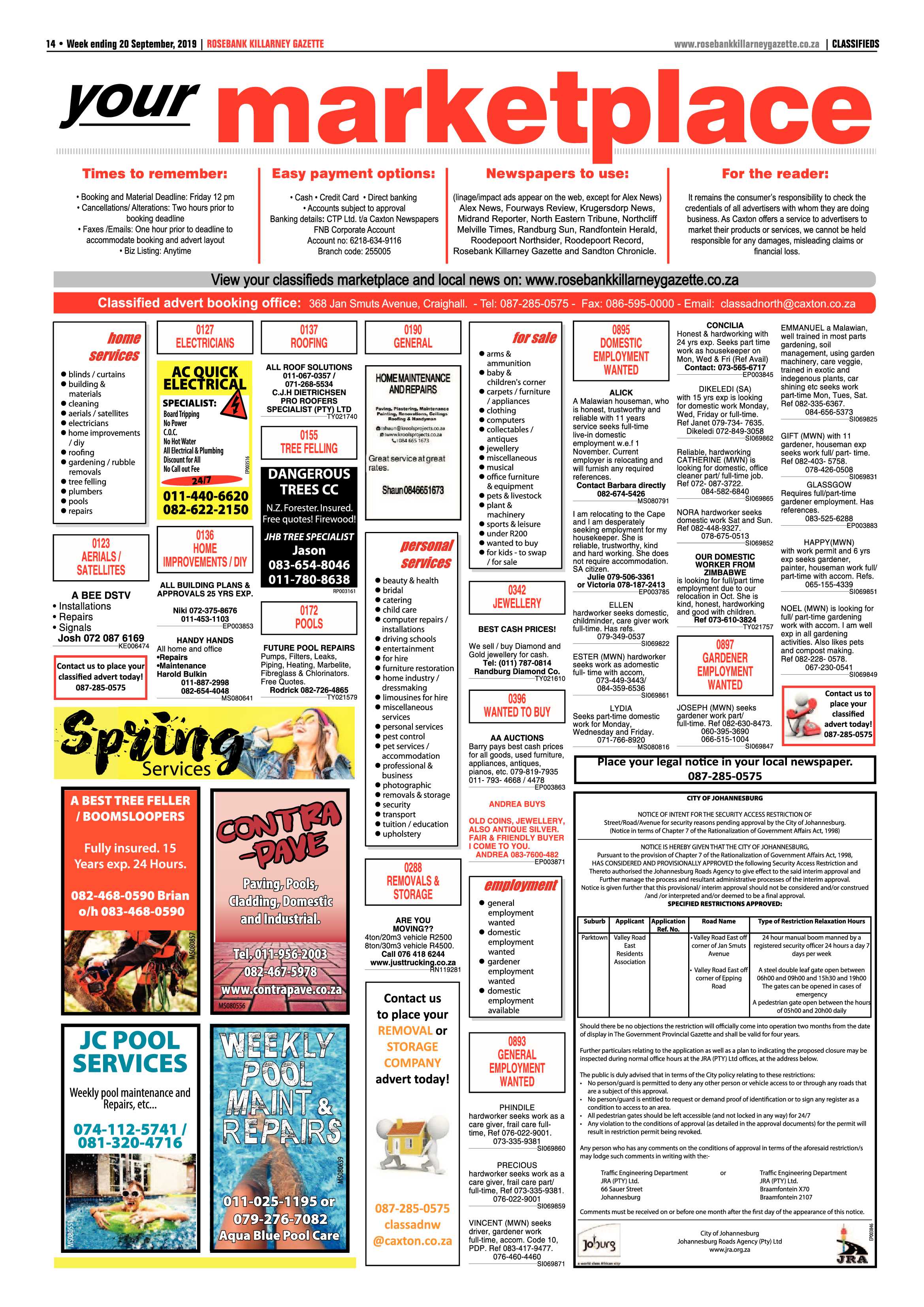 Rosebank Killarney Gazette 20 September, 2019 page 14