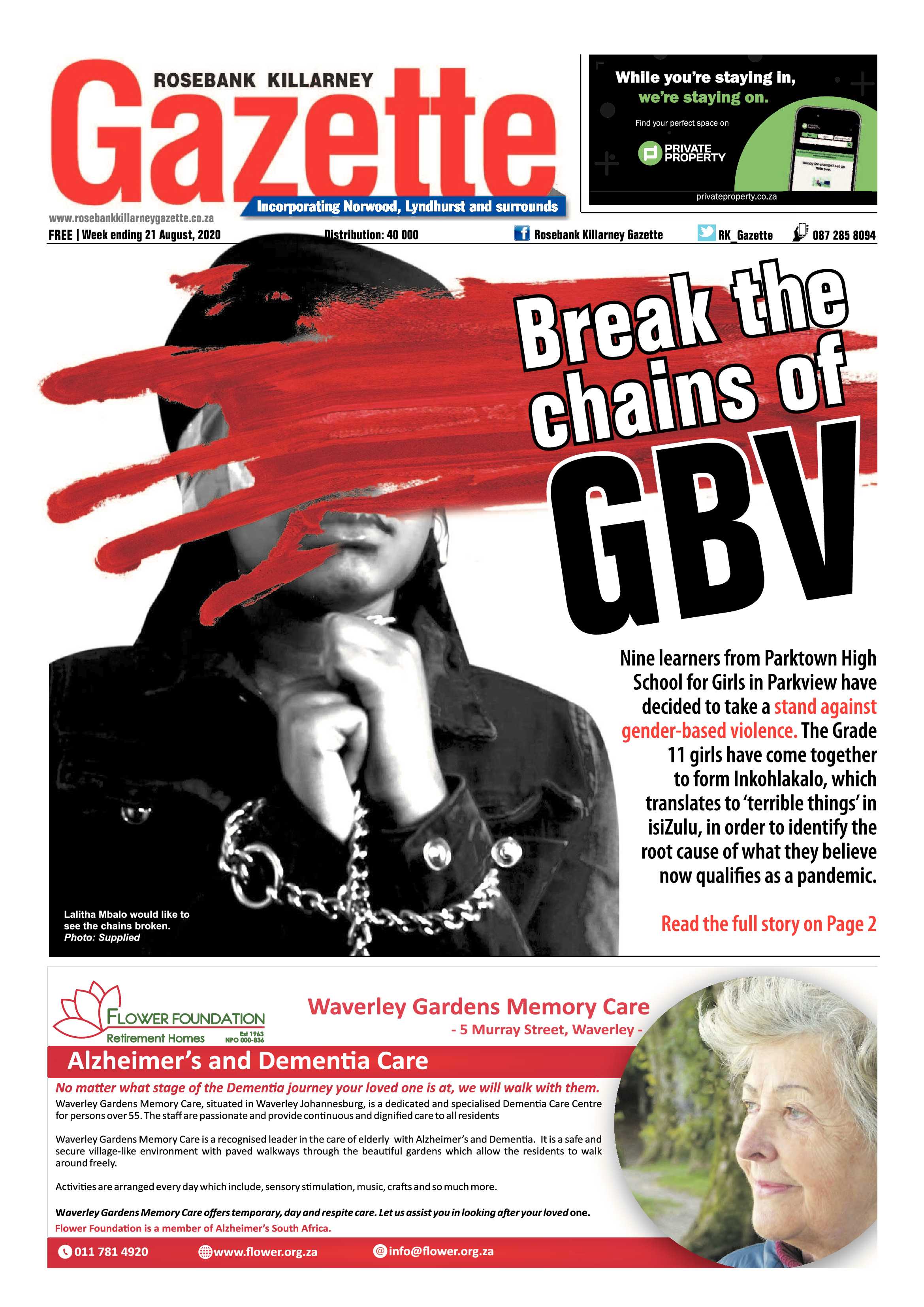 Rosebank Killarney Gazette 21 August 2020 page 1
