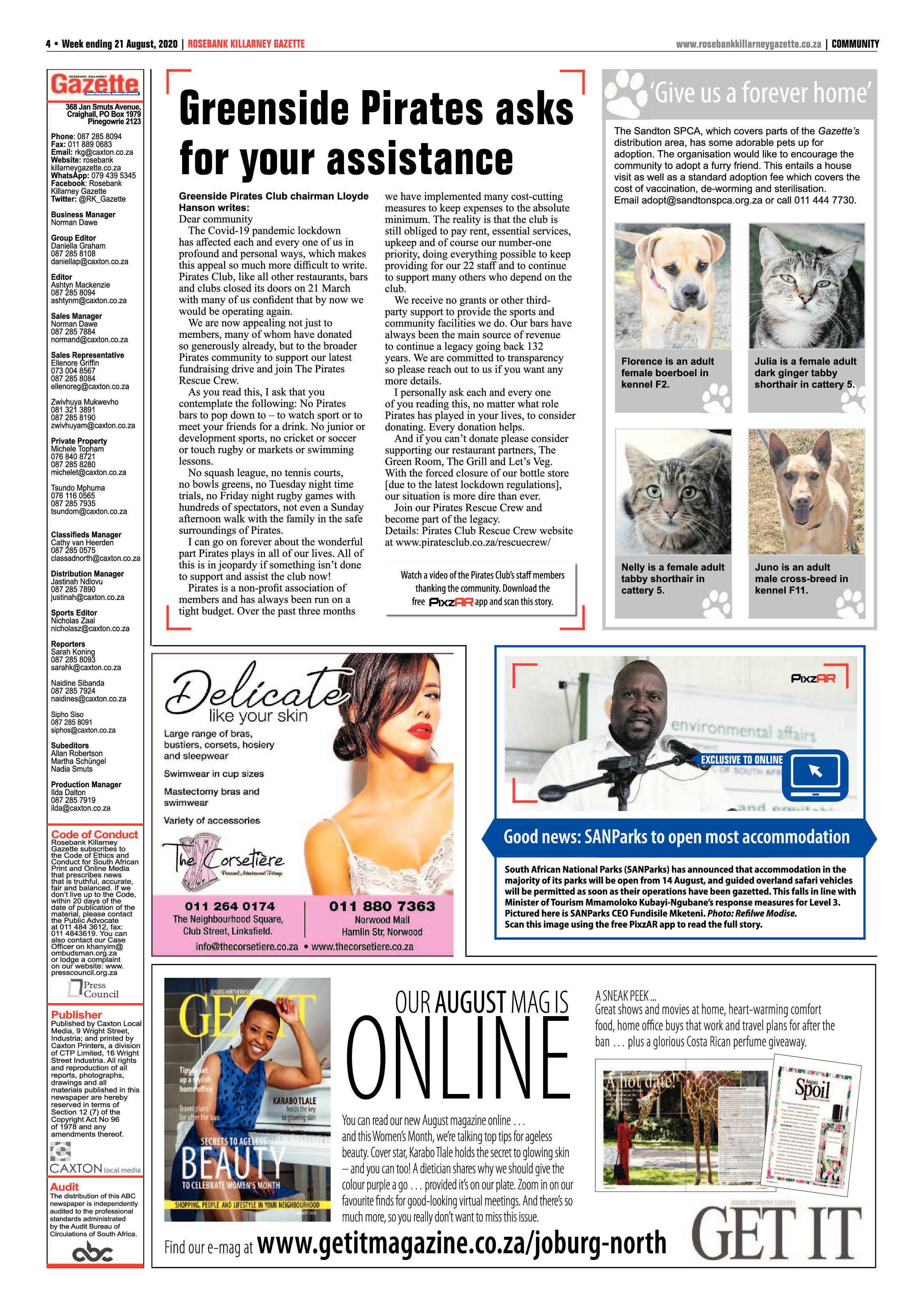 Rosebank Killarney Gazette 21 August 2020 page 4