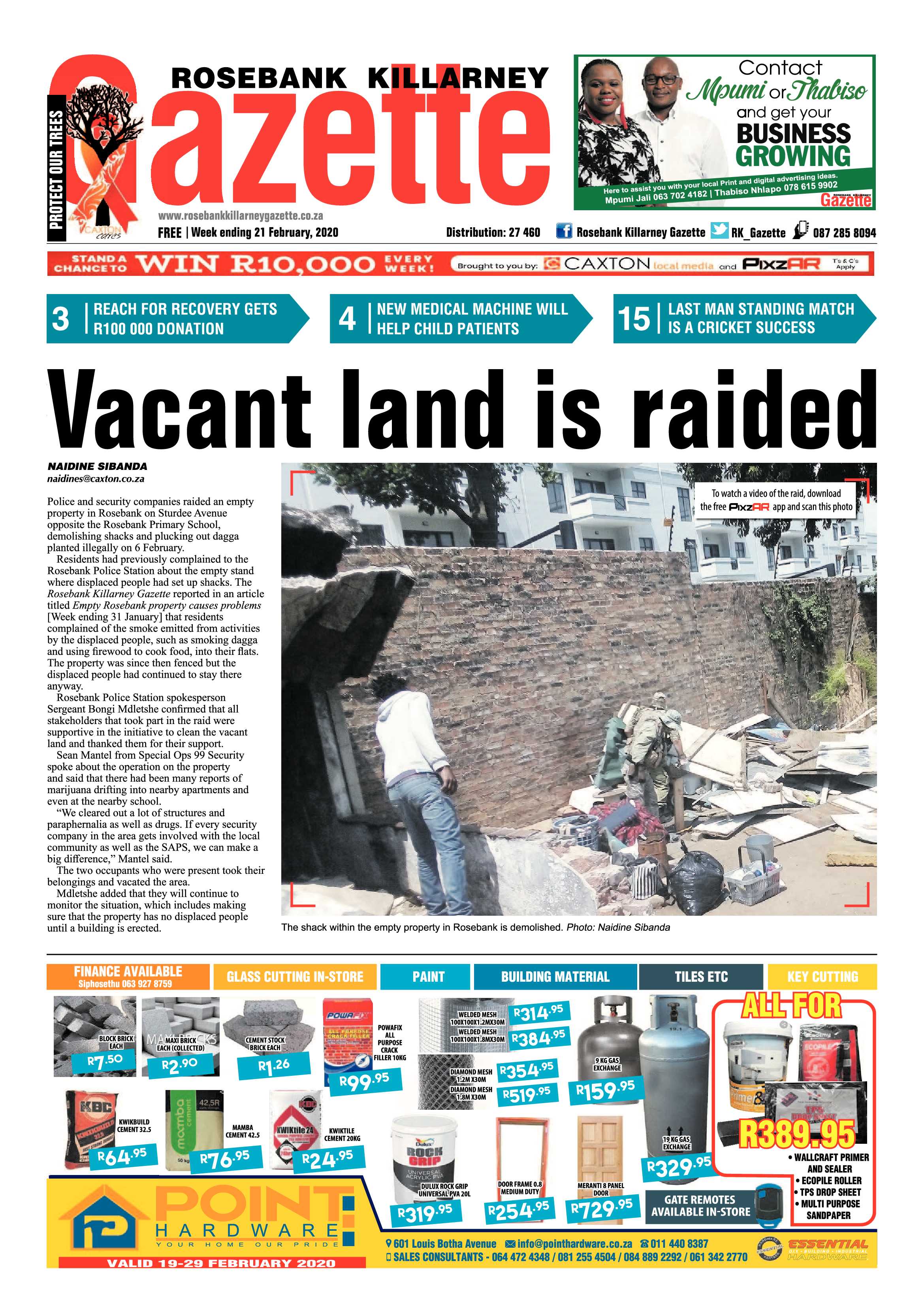 Rosebank Killarney Gazette 21 February 2020 page 1