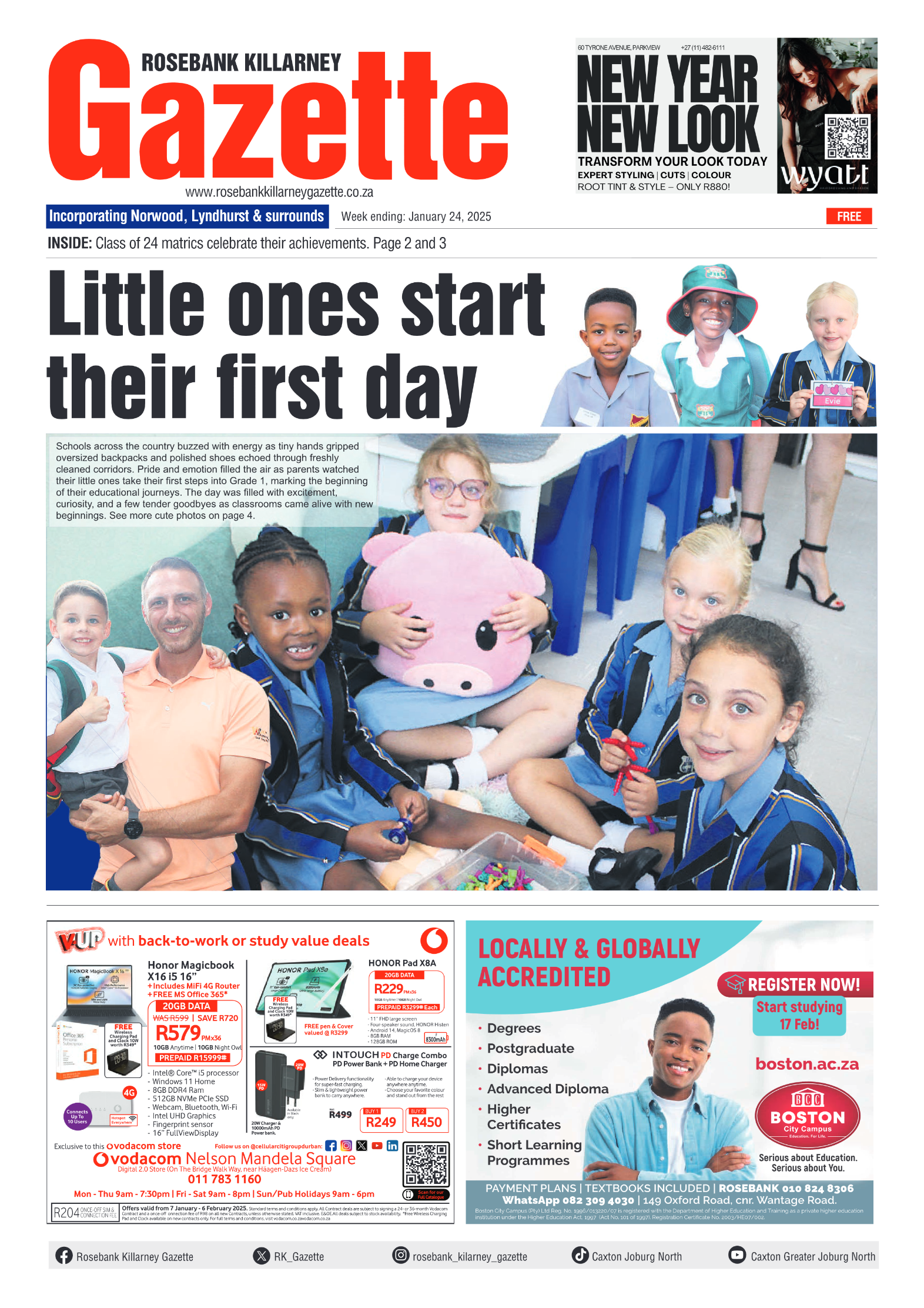 Rosebank Killarney Gazette 24 January 2025 page 1