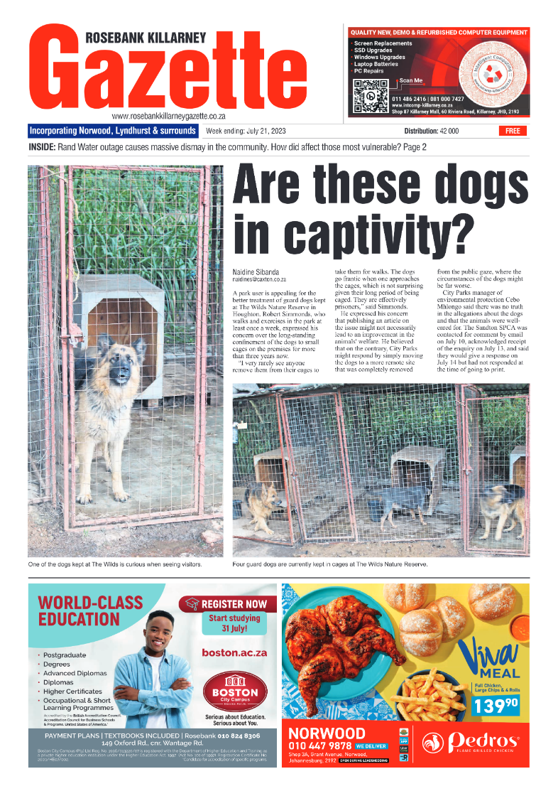 Rosebank Killarney Gazette 21 July 2023 page 1