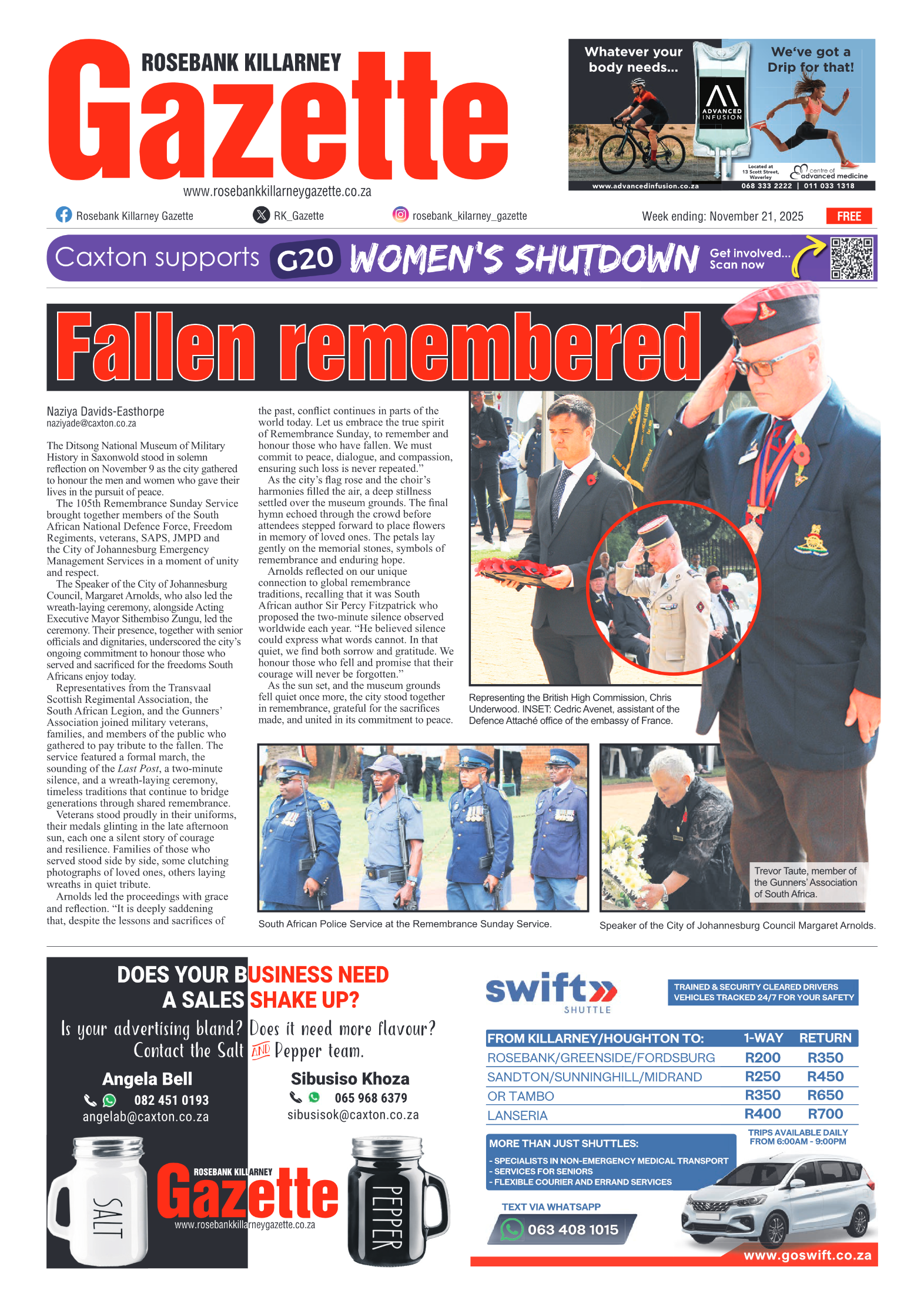Rosebank Killarney Gazette 21 November 2025 page 1
