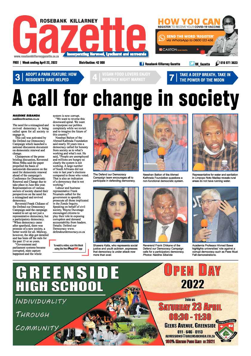 Rosebank Killarney Gazette 22 April 2022 page 1