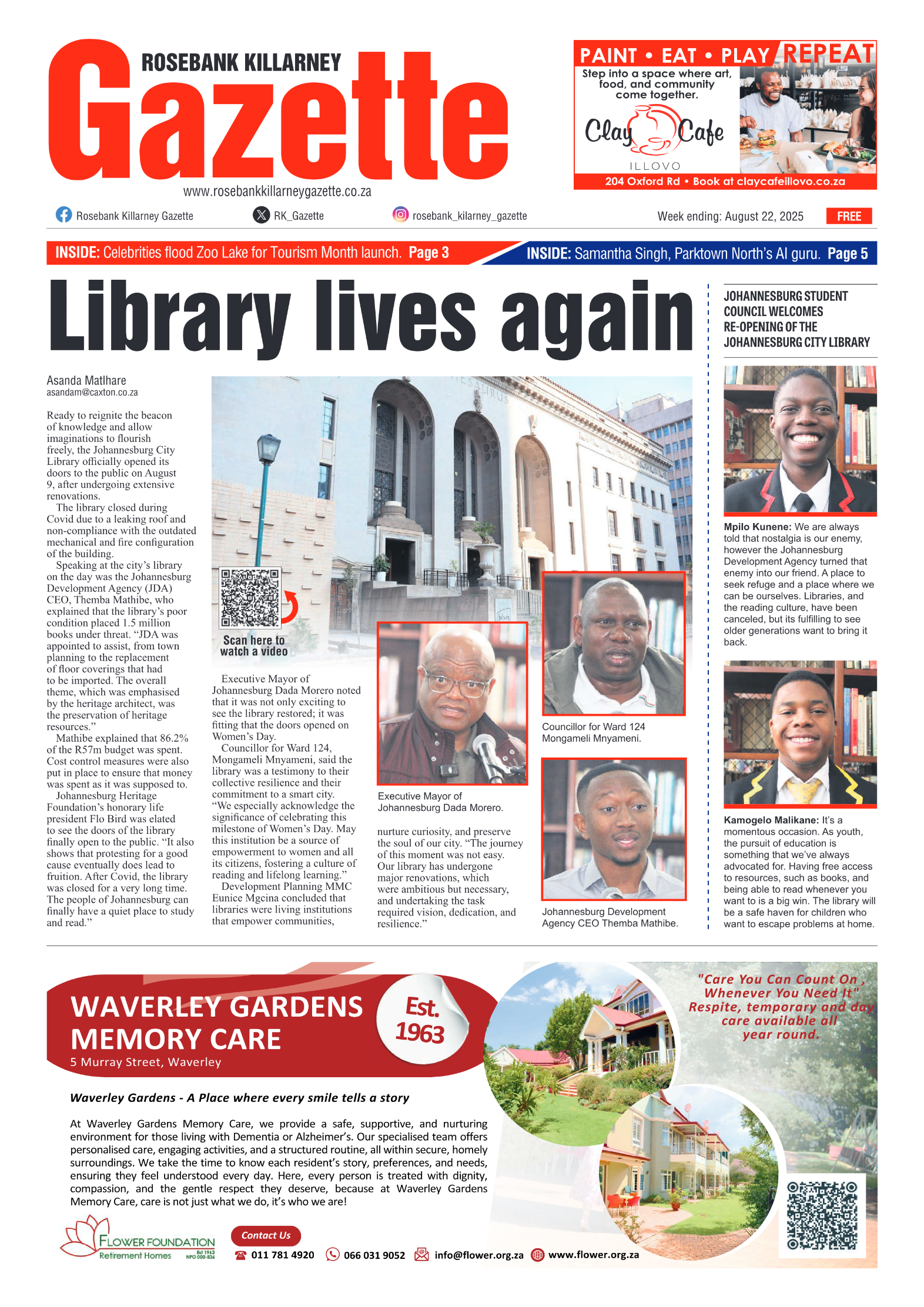 Rosebank Killarney Gazette 22 August 2025 page 1