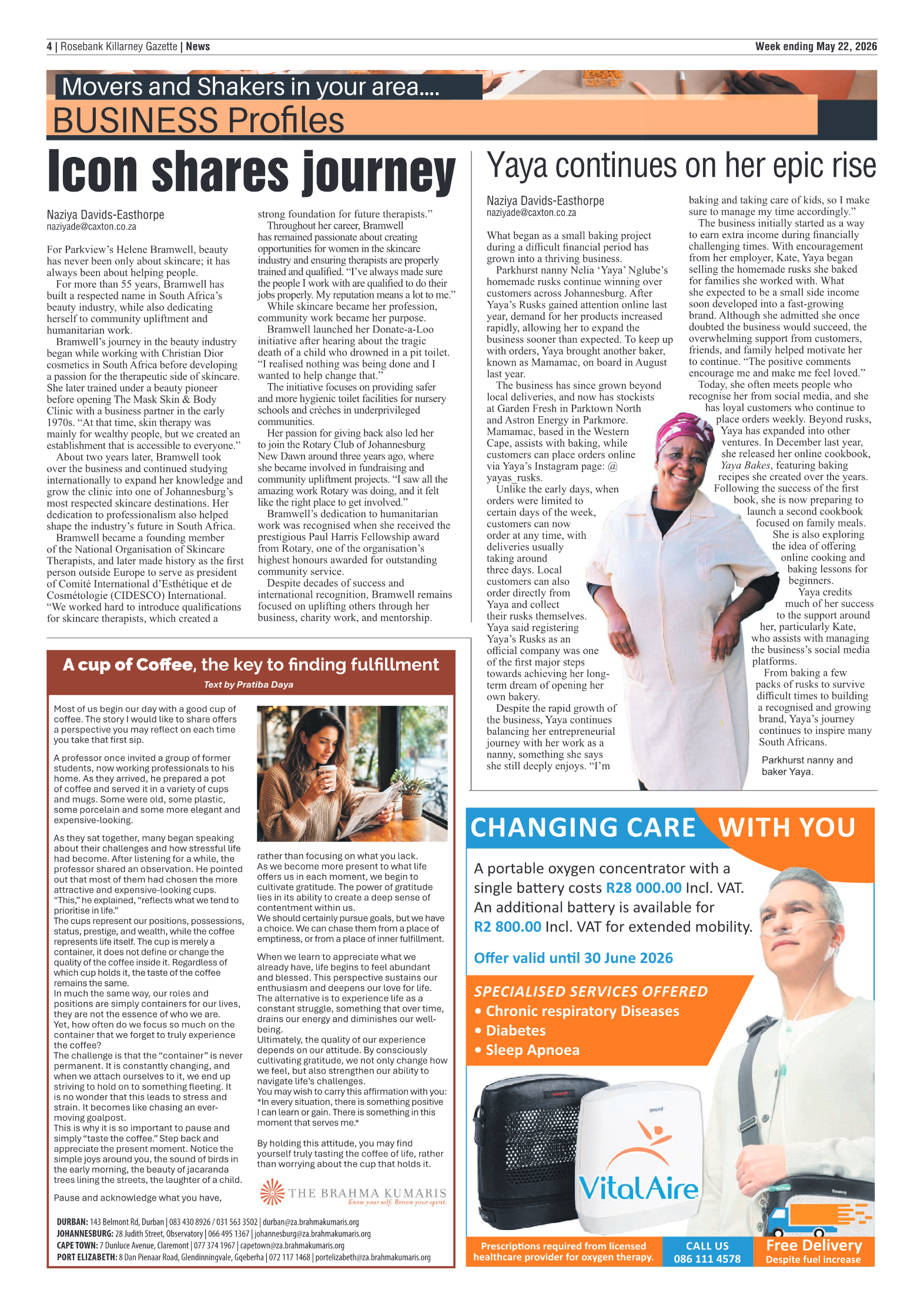 Rosebank Killarney Gazette 22 May 2026 page 4