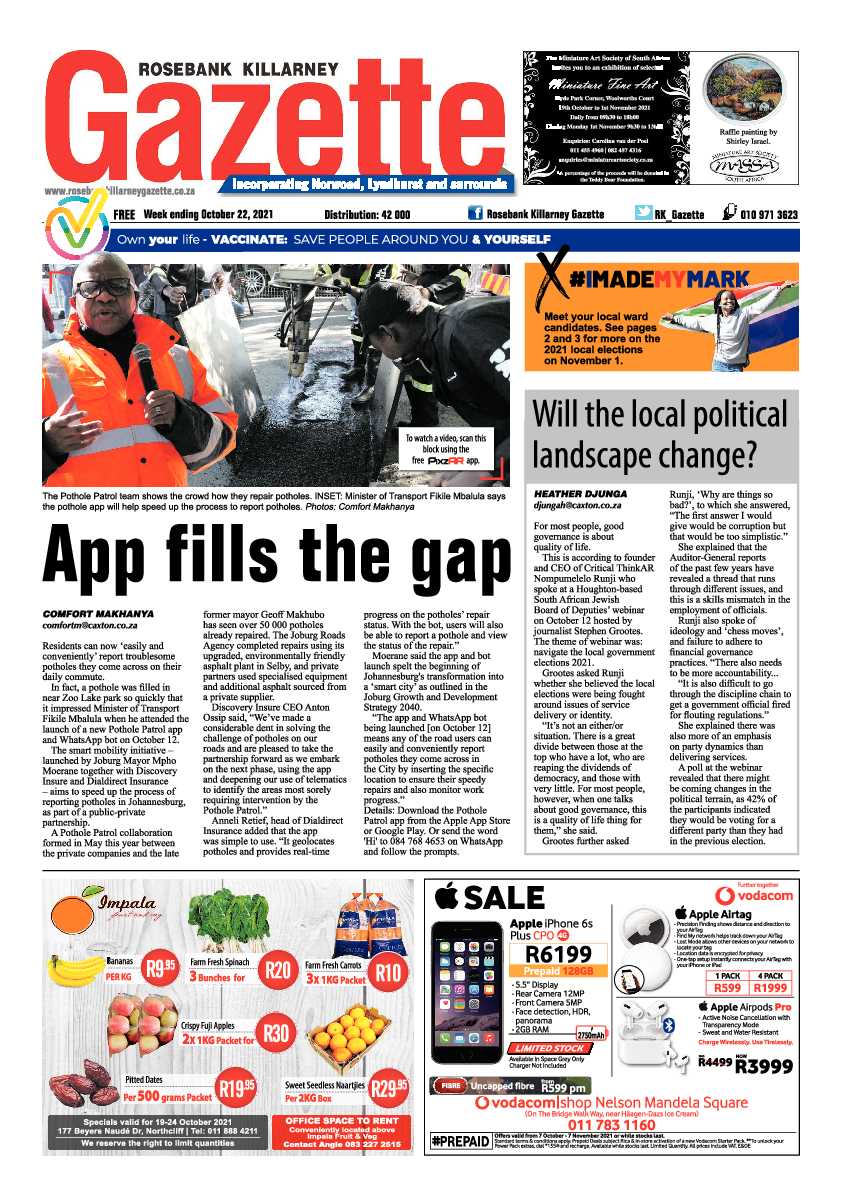 Rosebank Killarney Gazette 22 October 2021 page 1