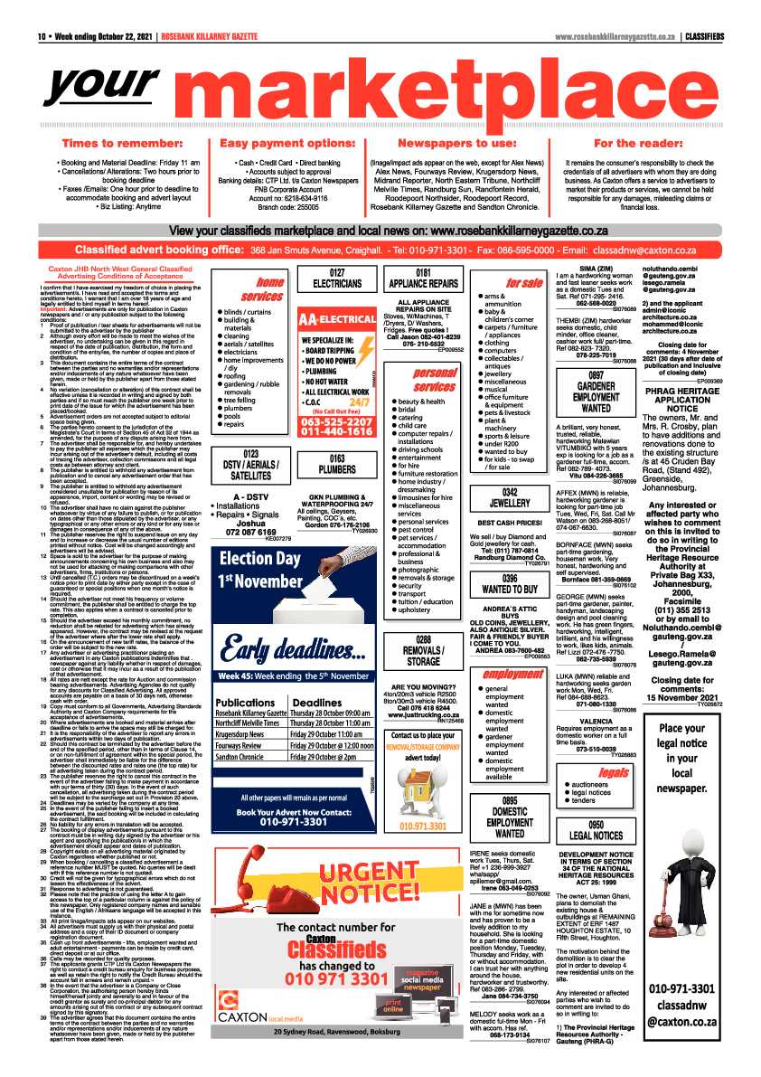 Rosebank Killarney Gazette 22 October 2021 page 10