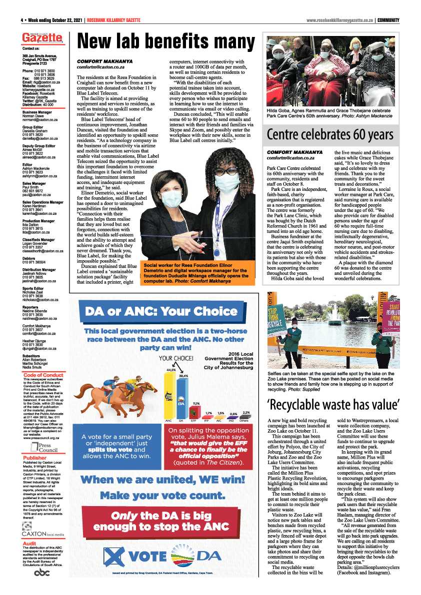 Rosebank Killarney Gazette 22 October 2021 page 4