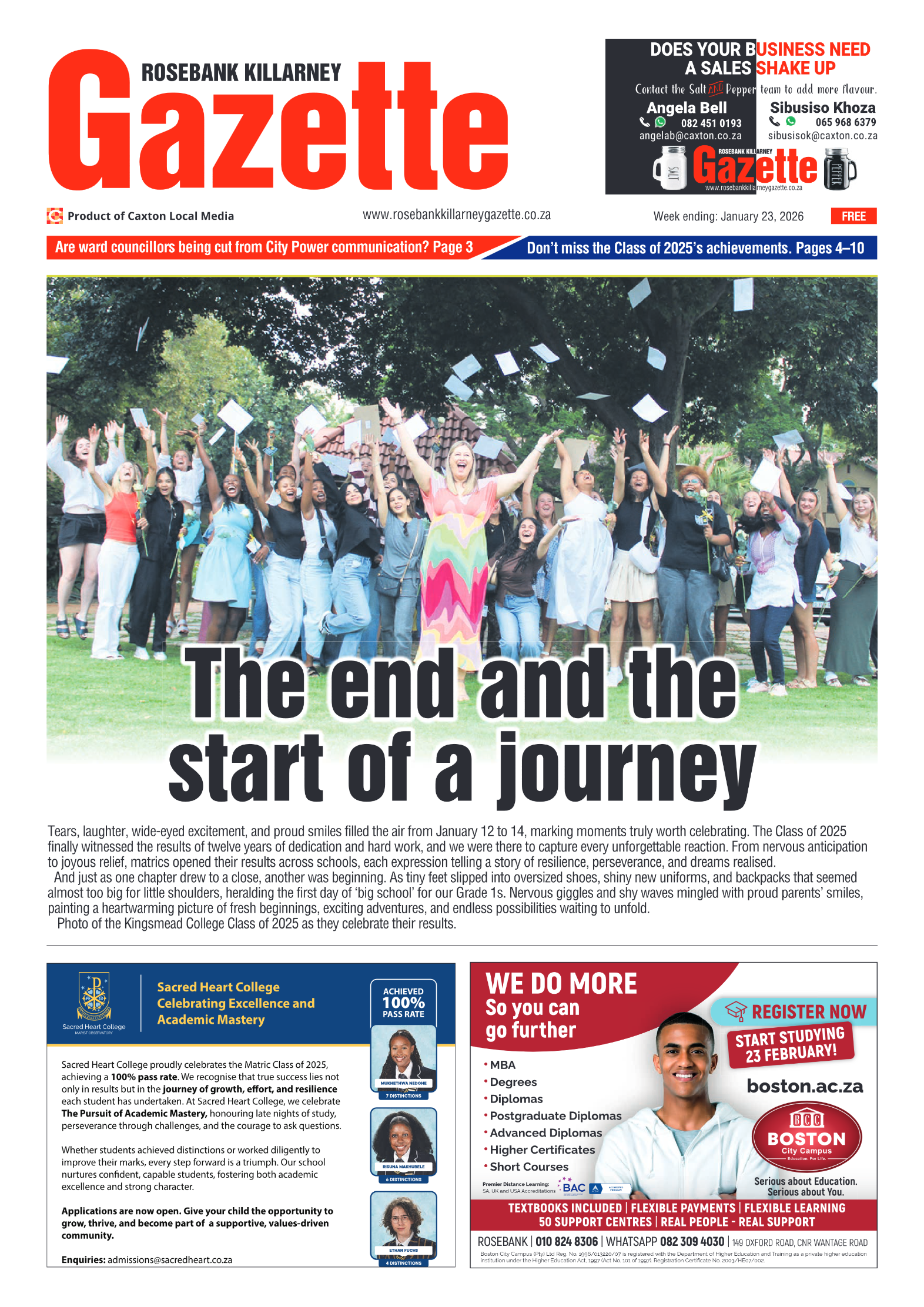 Rosebank Killarney Gazette 23 January 2026 page 1