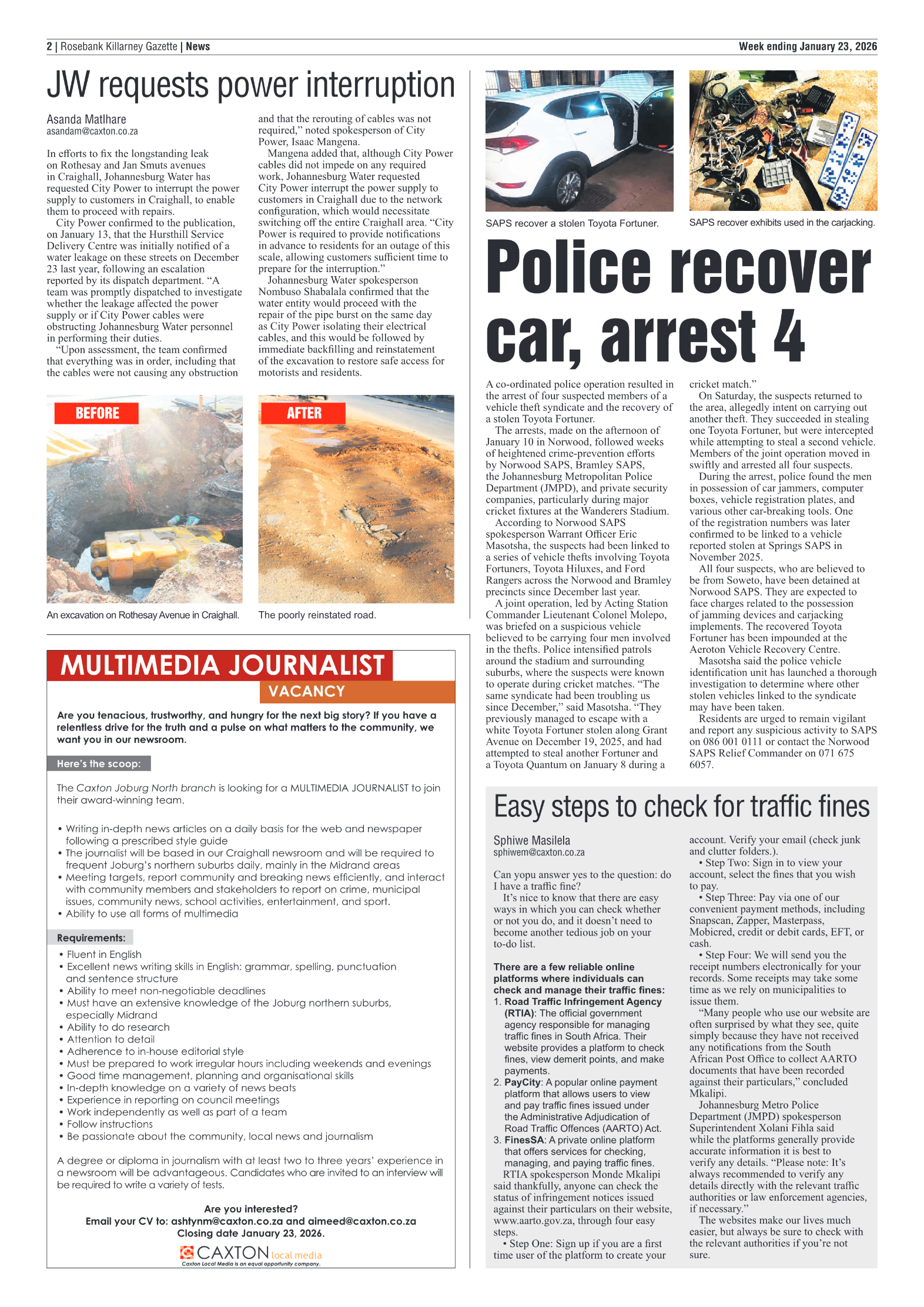 Rosebank Killarney Gazette 23 January 2026 page 2